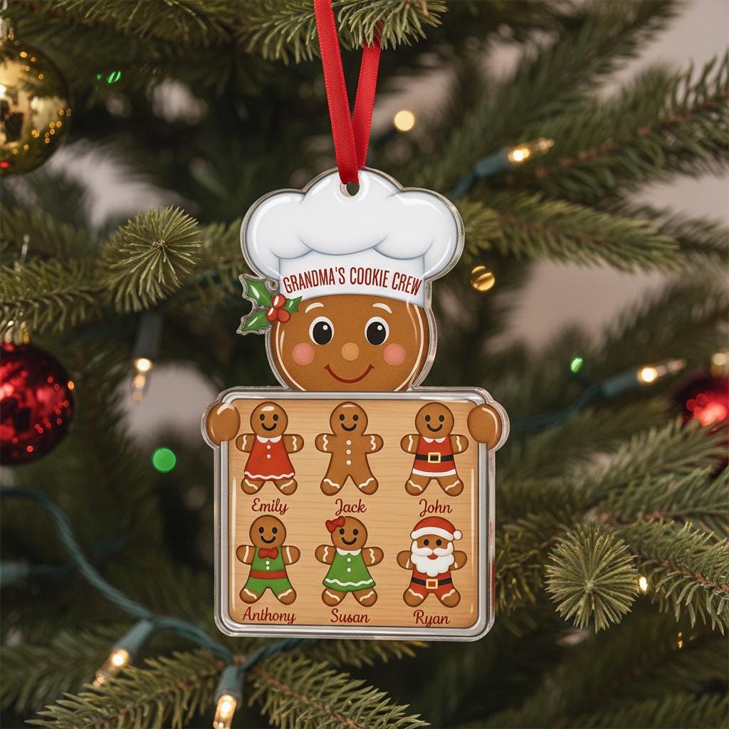 Personalized Gingerbread Family Ornament, Grandma’s Cookie Crew Christmas Gift