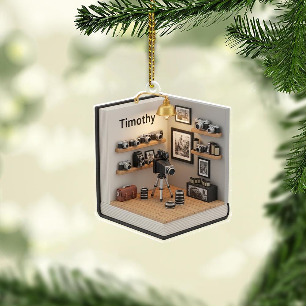 Personalized Camera Room Ornament, Acrylic Photographer Studio Decoration with Vintage Camera Display