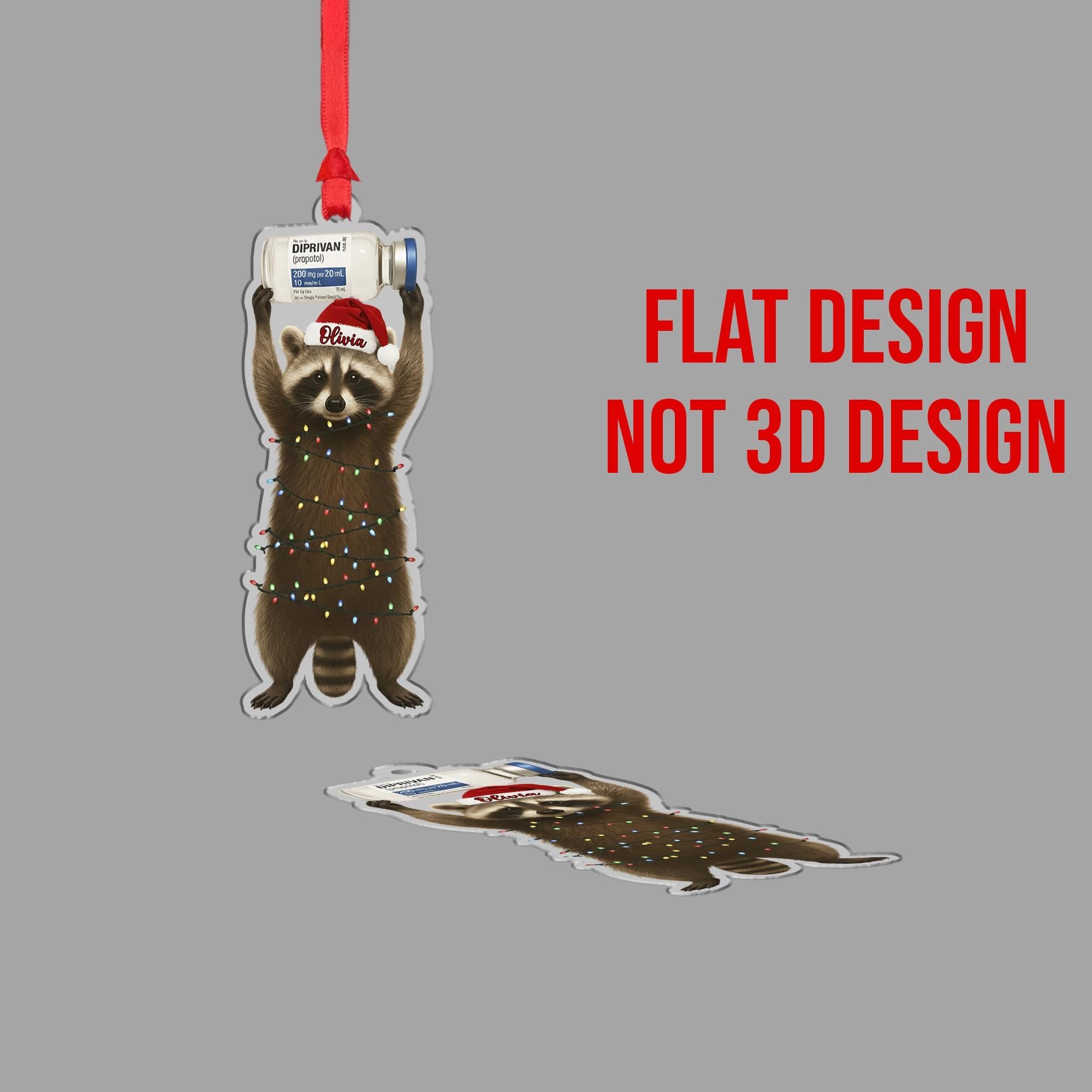 Funny Raccoon Ornament, Personalized Medical Christmas Tree Gift for Nurse