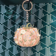 Acrylic Pumpkin Keychain – Floral Design with Botanical Details
