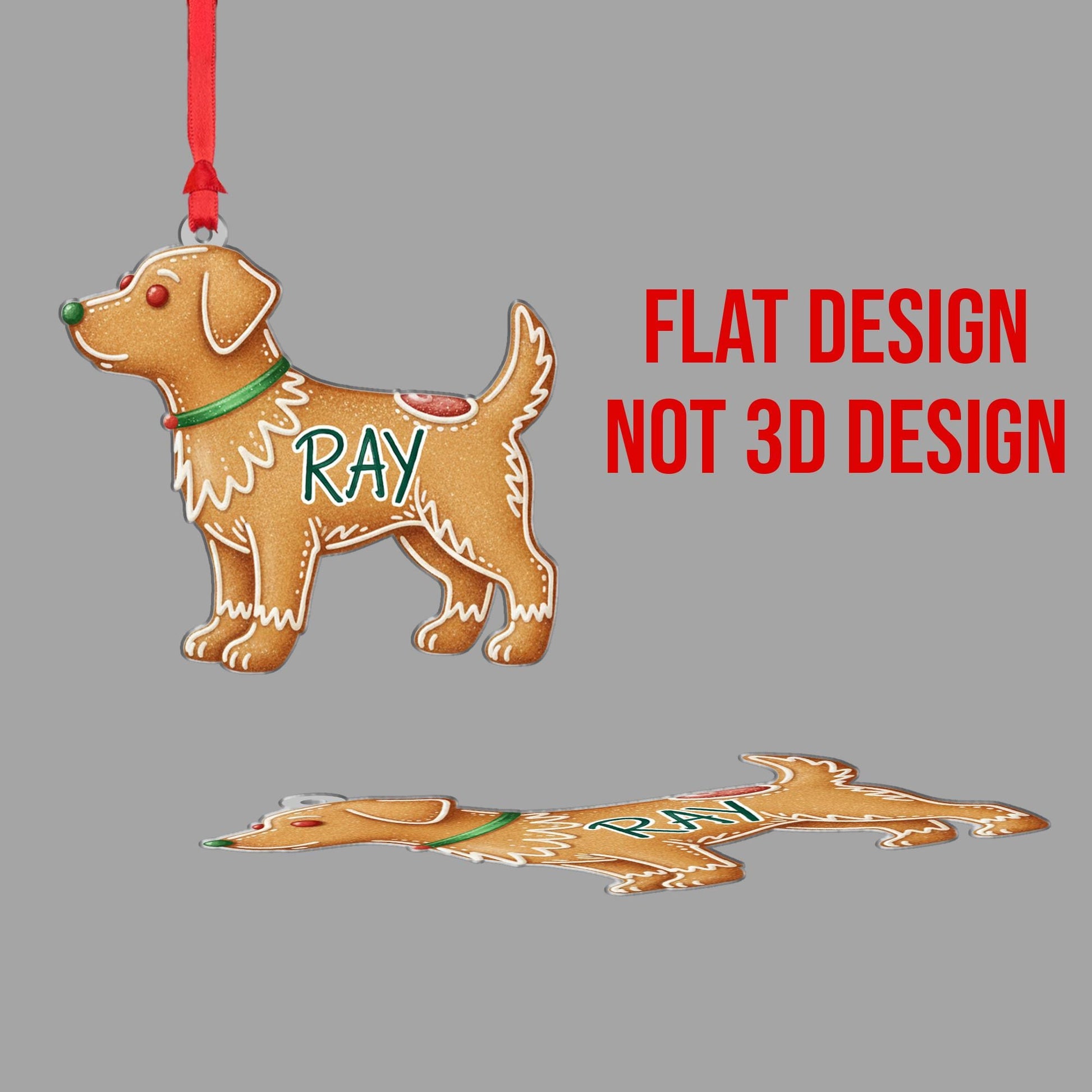 Personalized Dog Ornament – Gingerbread Style Design with Collar and Name