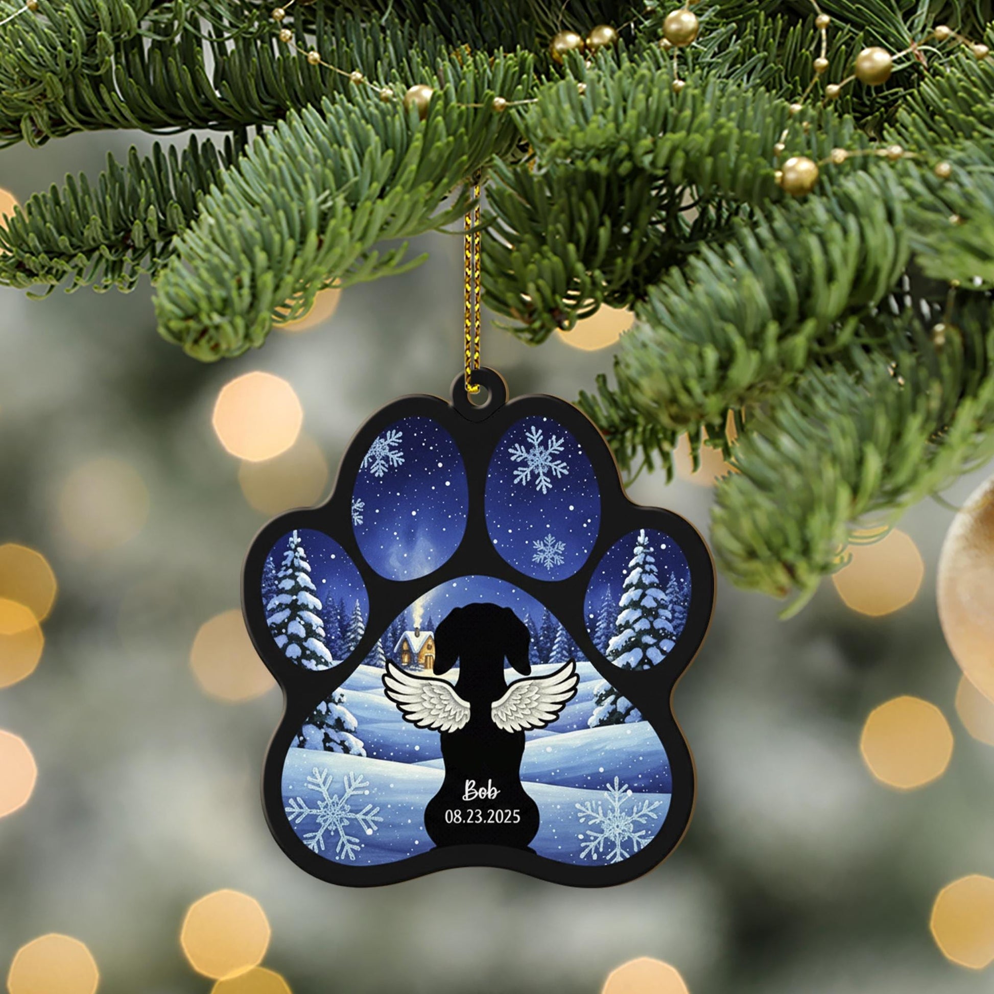 Personalized Paw Print Angel Wings Ornament – Pet Memorial Paw Keepsake