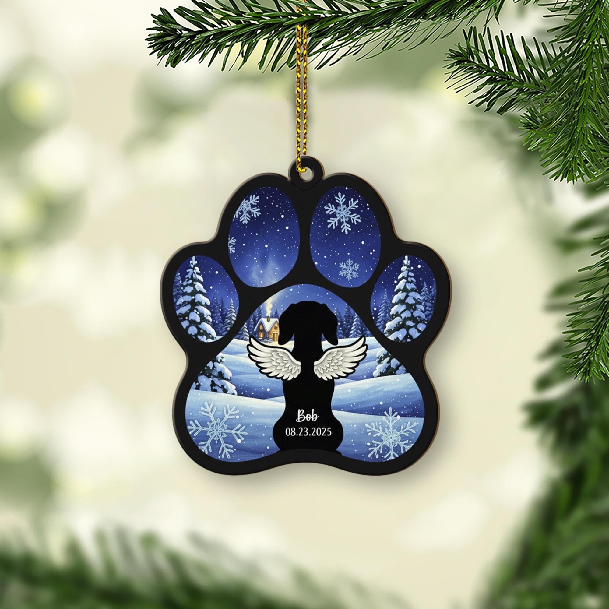 Personalized Paw Print Angel Wings Ornament – Pet Memorial Paw Keepsake