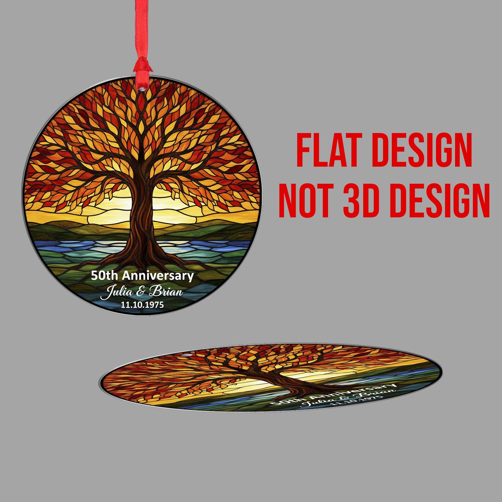 Personalized Tree of Life Ornament – Couple Anniversary – Round Keepsake