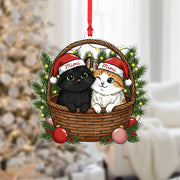 Personalized Cat Ornament – Christmas Cat Duo in Basket