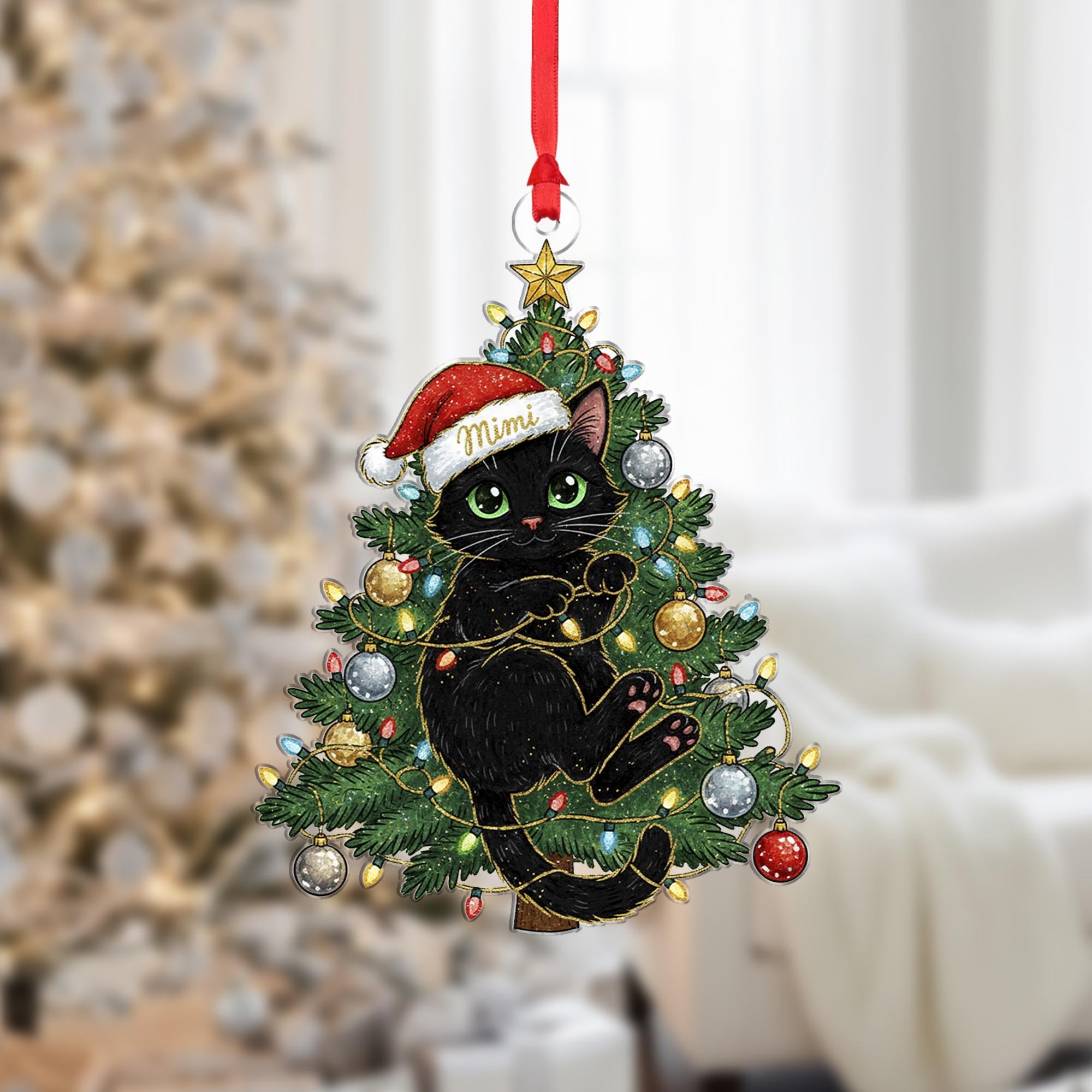 Personalized Black Cat Ornament – Cat Lover Gift