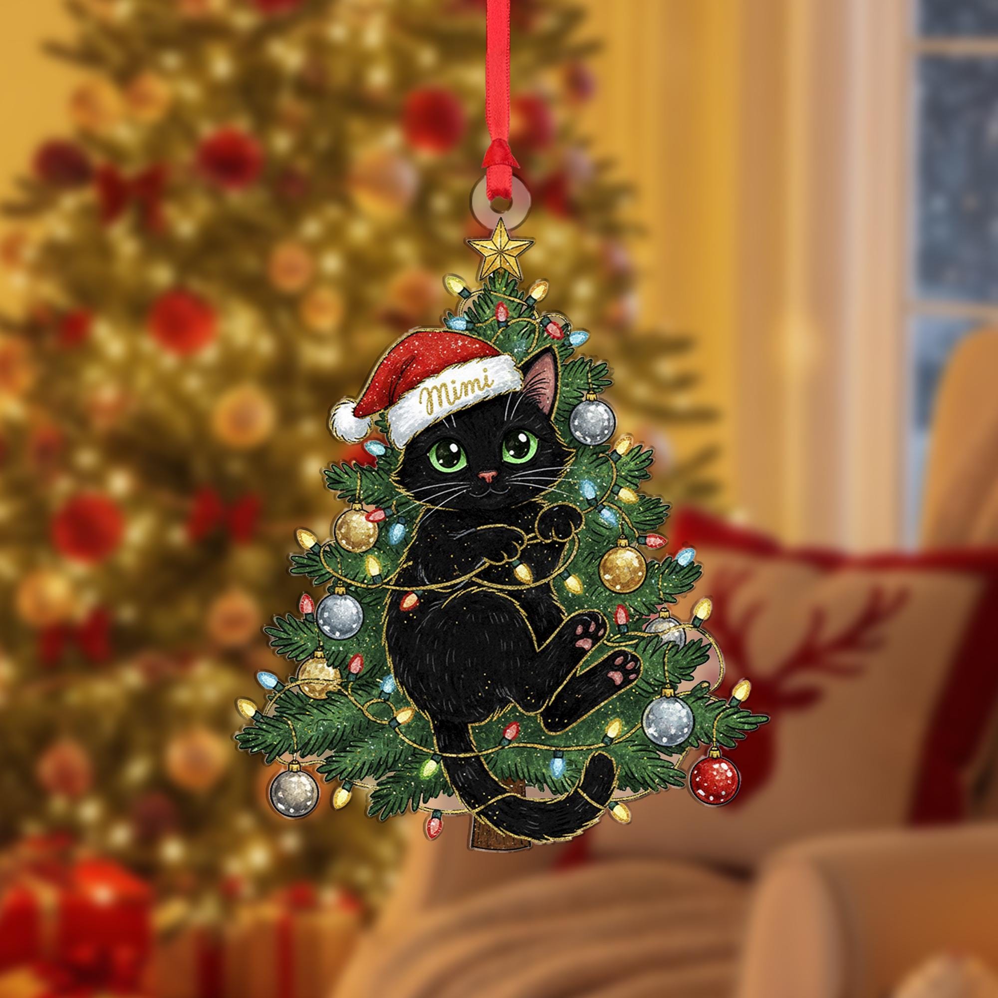 Personalized Black Cat Ornament – Cat Lover Gift