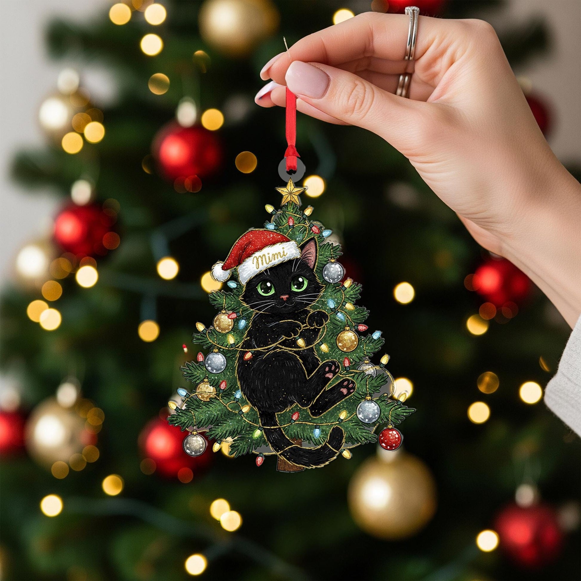 Personalized Black Cat Ornament – Cat Lover Gift