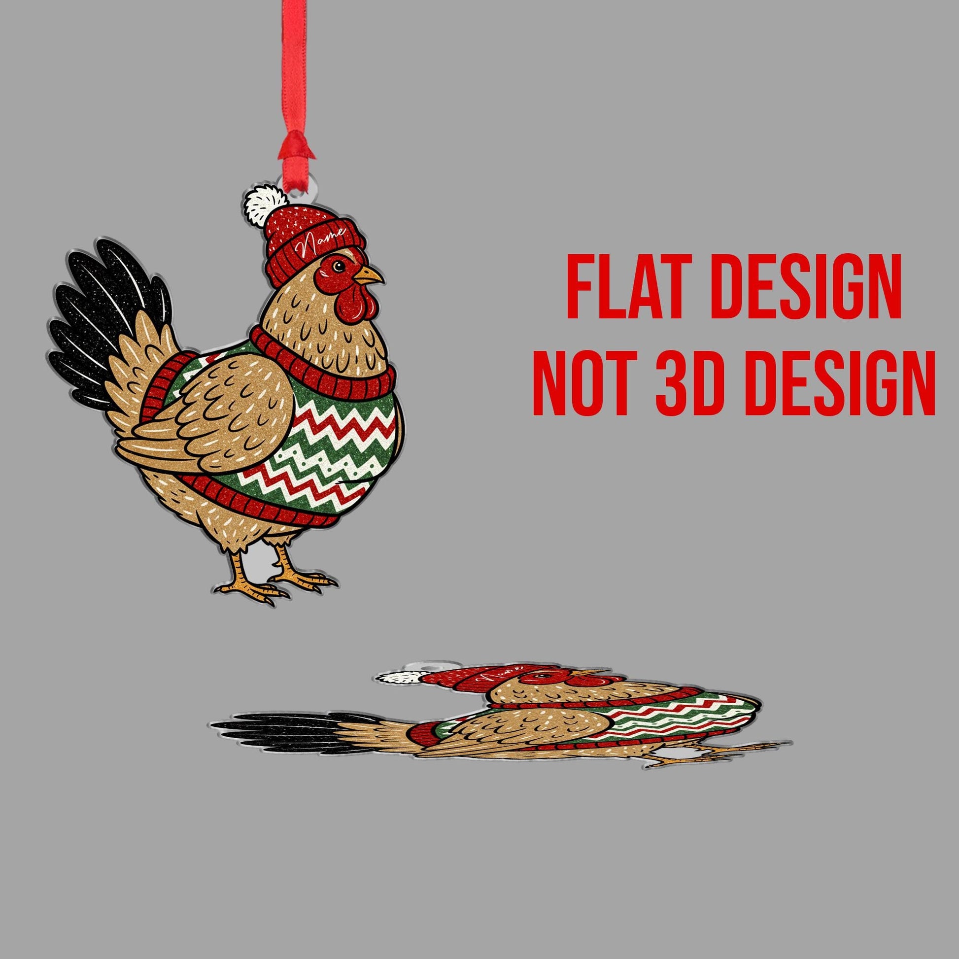 Personalized Christmas Chicken Ornament – Farm Animal Gift