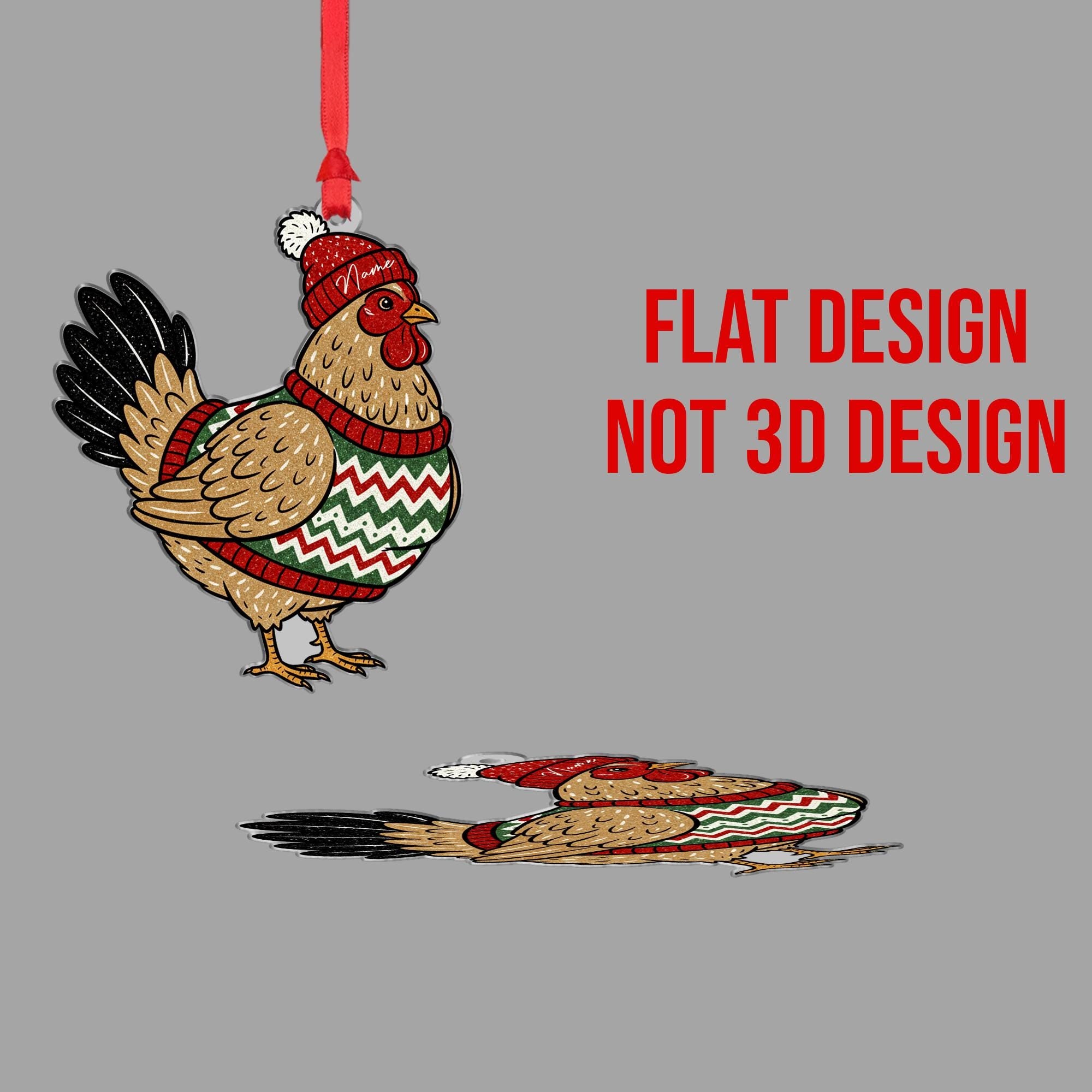 Personalized Christmas Chicken Ornament – Farm Animal Gift