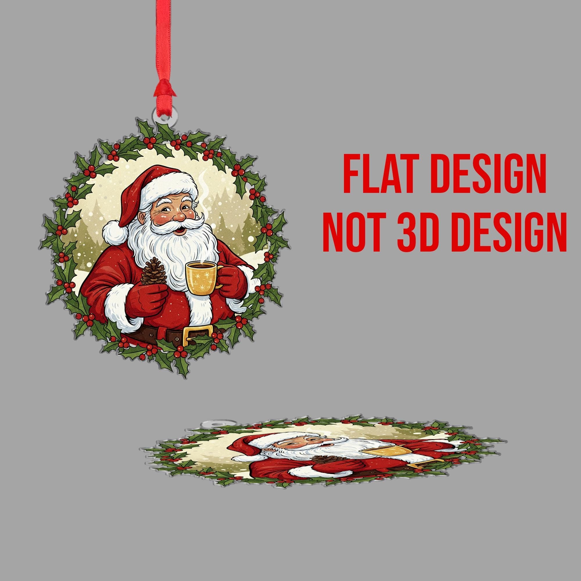 Santa Claus Ornament – Holly Wreath Santa Decoration