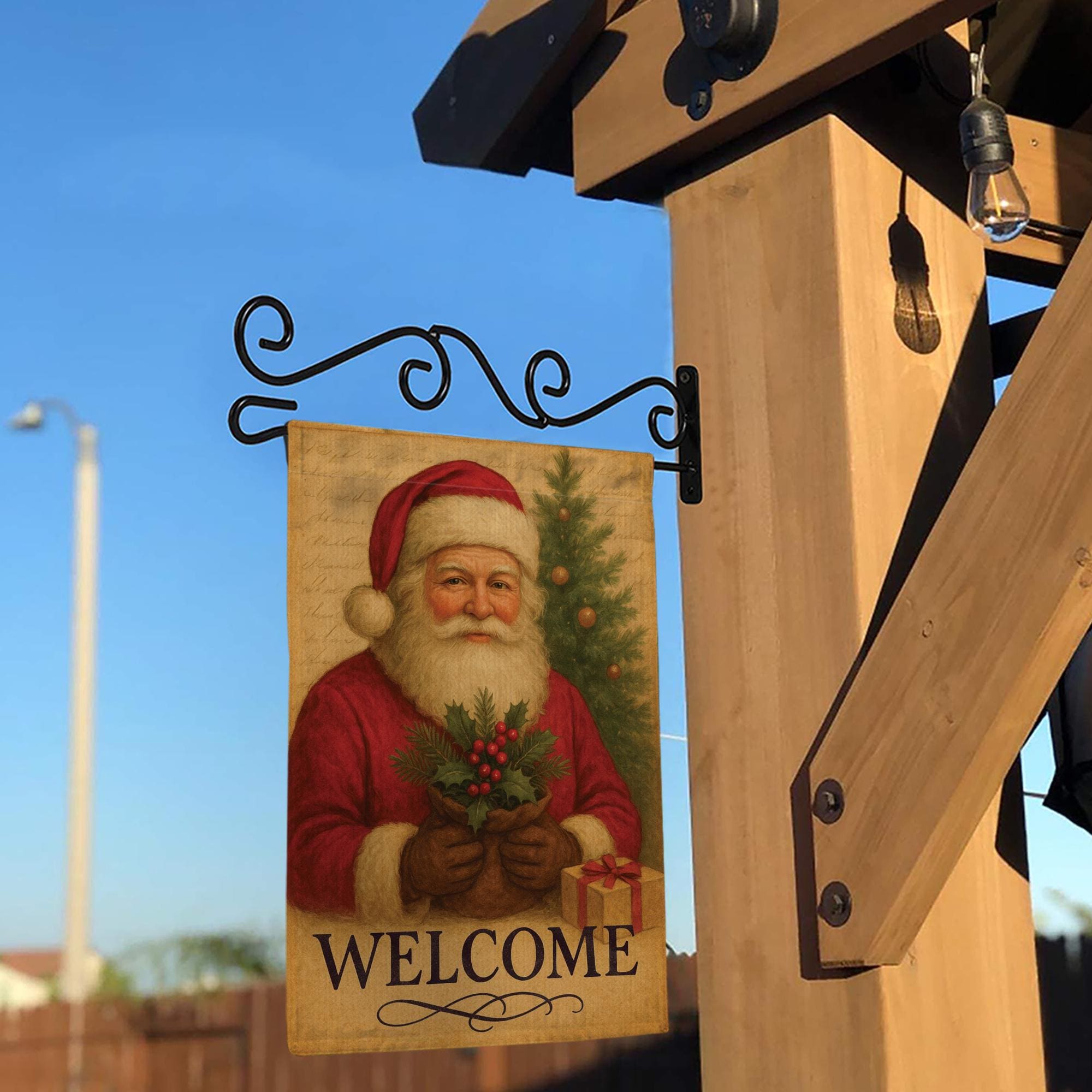 Welcome Santa Garden Flag: Outdoor Christmas Flag