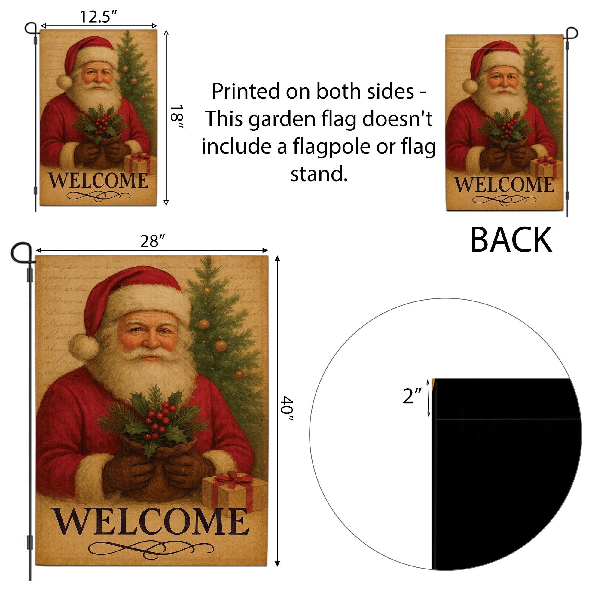 Welcome Santa Garden Flag: Outdoor Christmas Flag