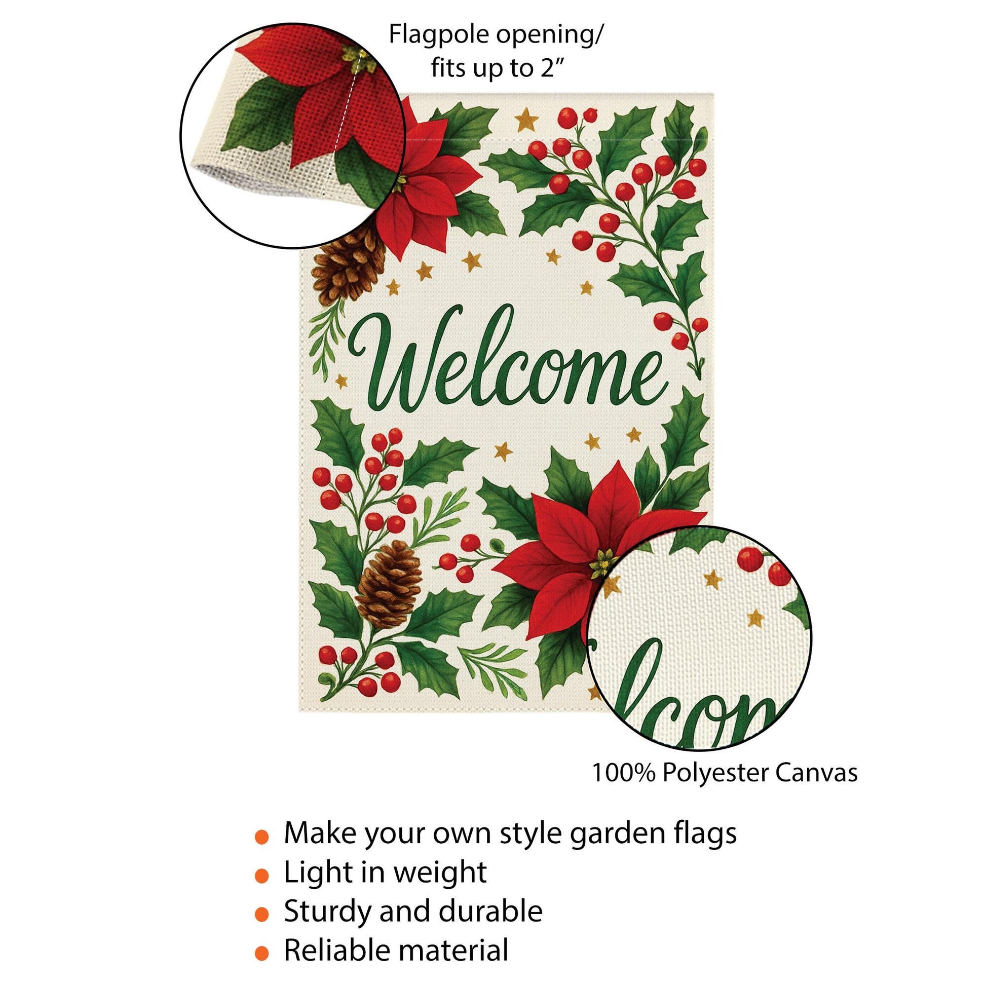 Poinsettia Welcome Garden Flag: Christmas Yard Decor