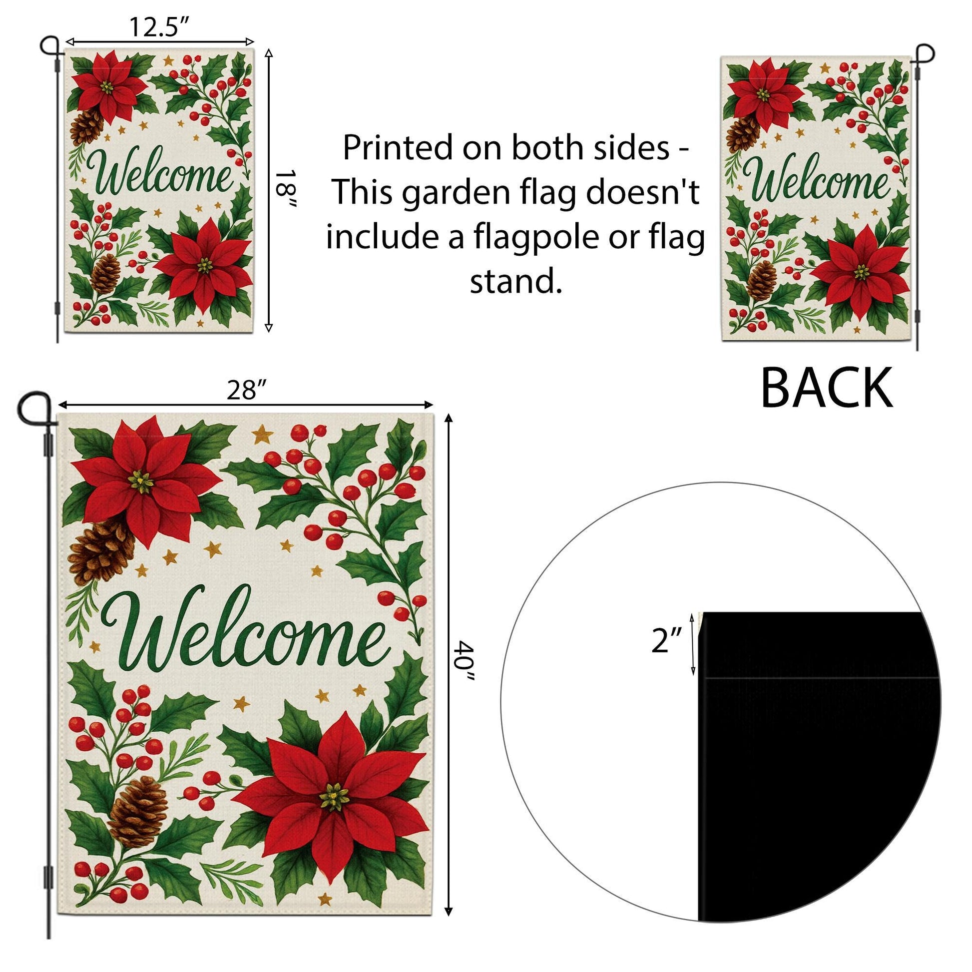 Poinsettia Welcome Garden Flag: Christmas Yard Decor