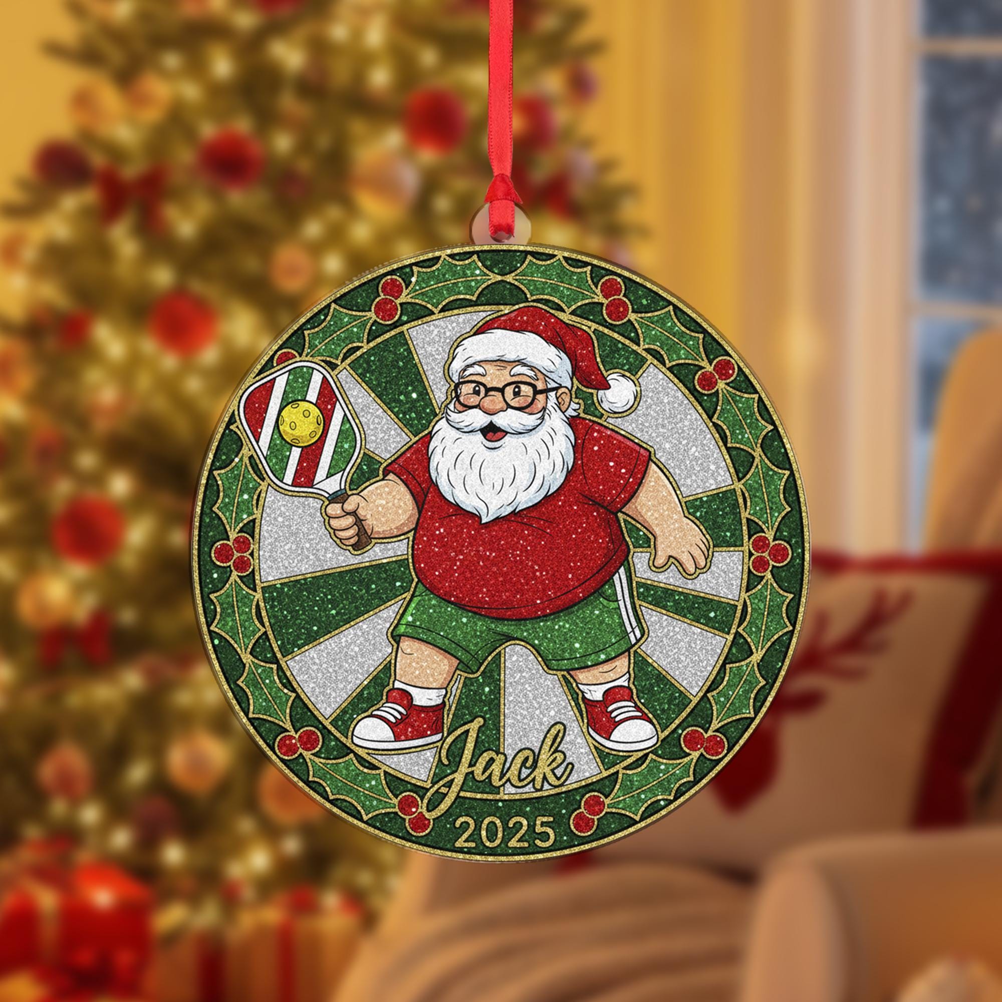 Pickleball Santa Ornament – Personalized Christmas Sports Gift