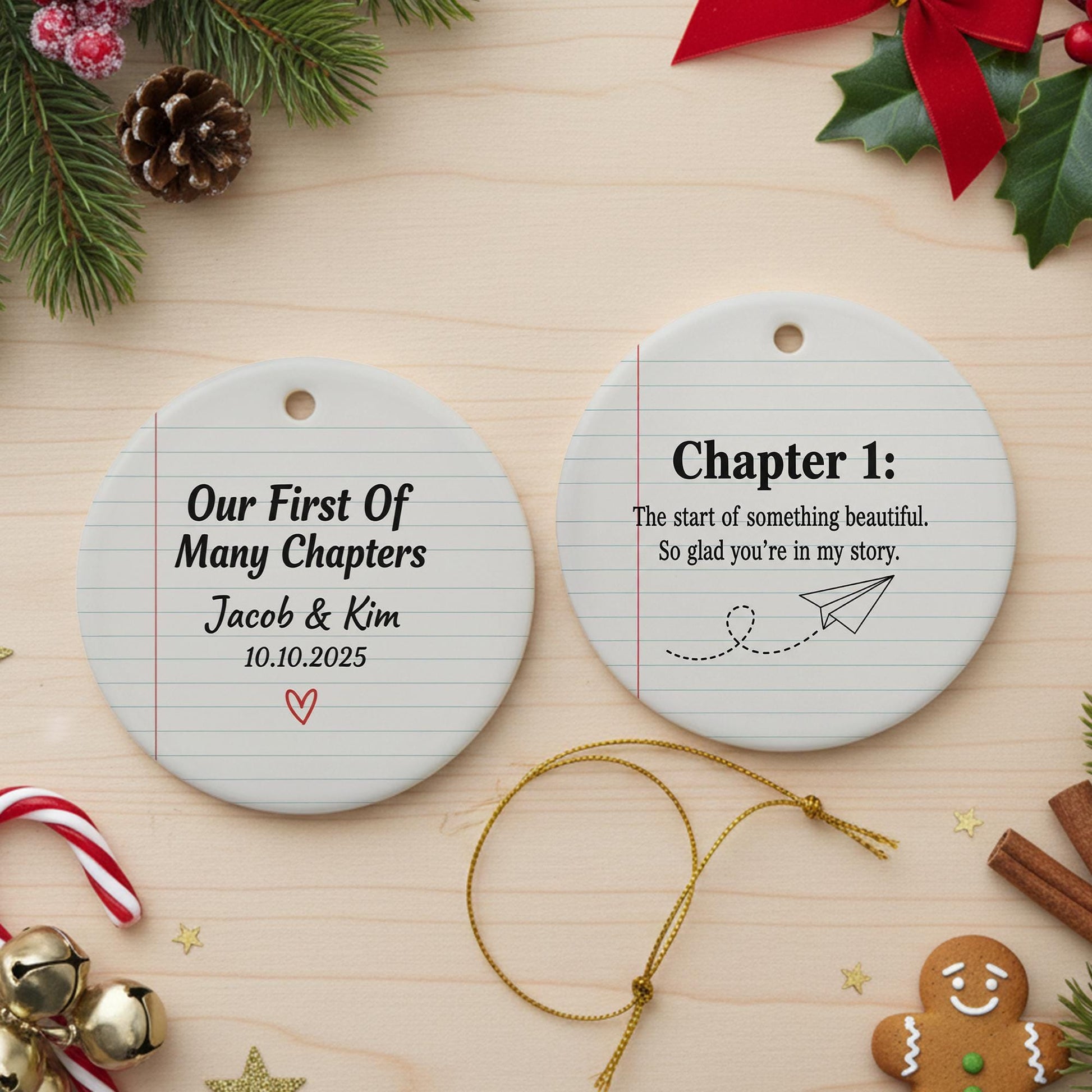 Personalized Ceramic Ornament First Chapter Wedding Anniversary Gift