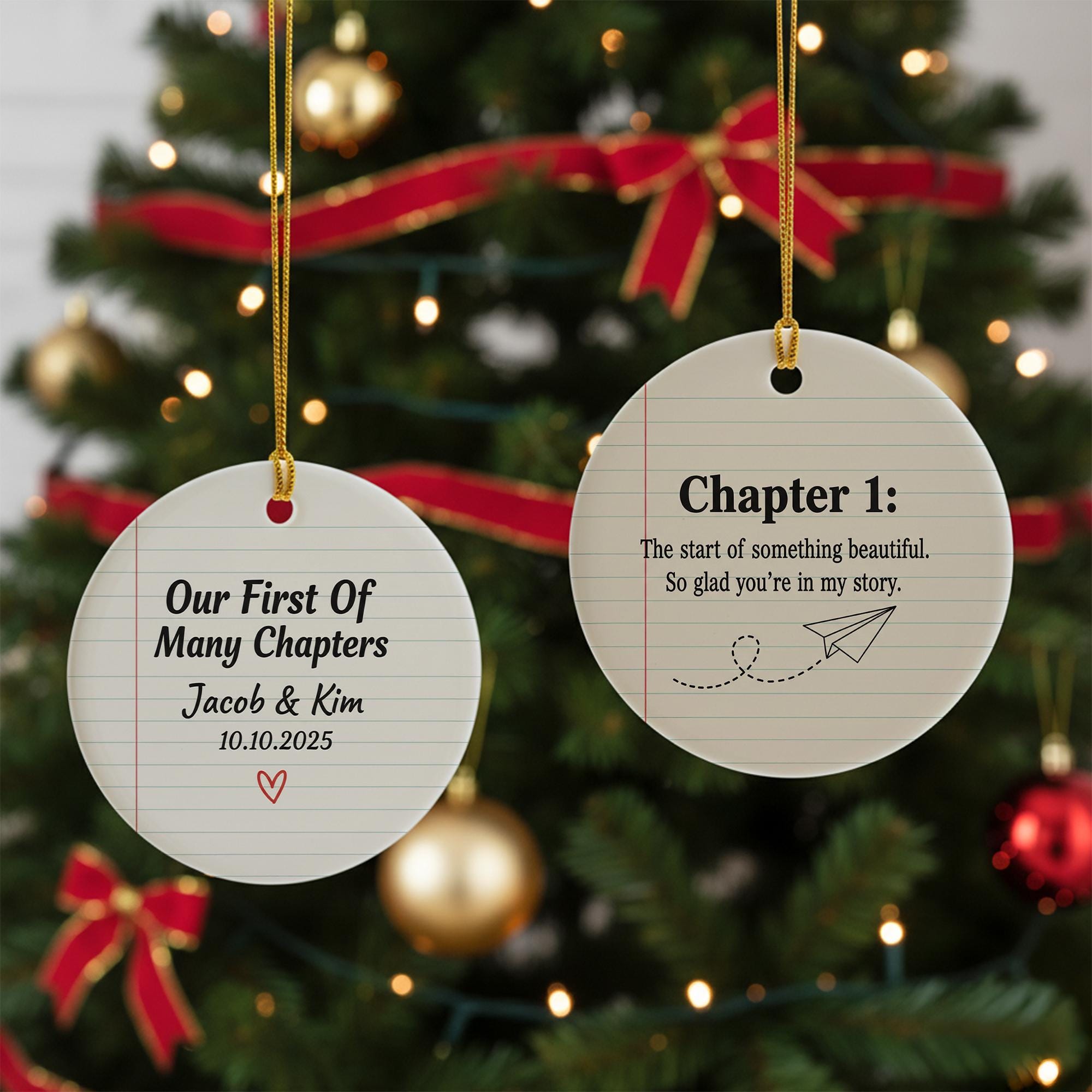 Personalized Ceramic Ornament First Chapter Wedding Anniversary Gift