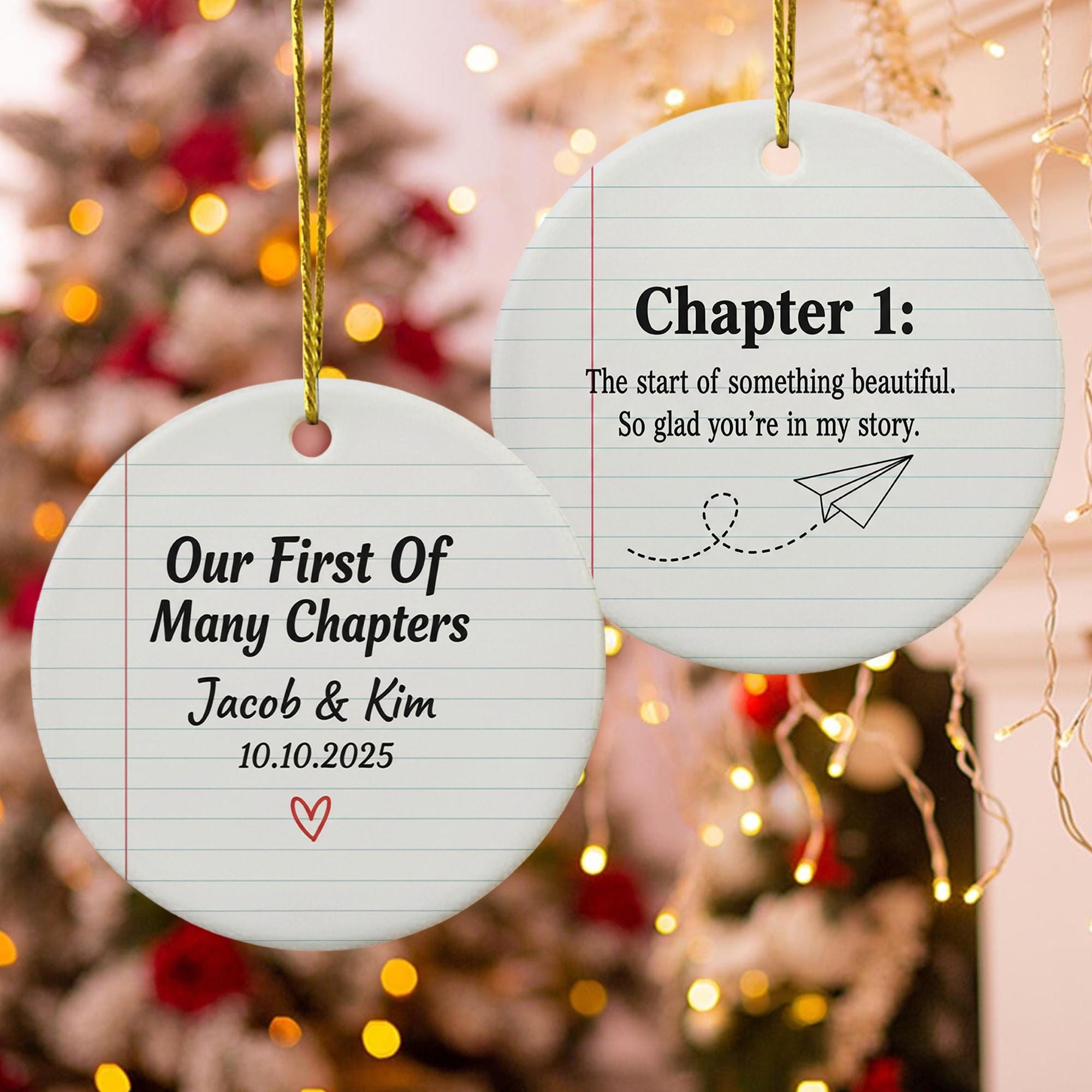 Personalized Ceramic Ornament First Chapter Wedding Anniversary Gift