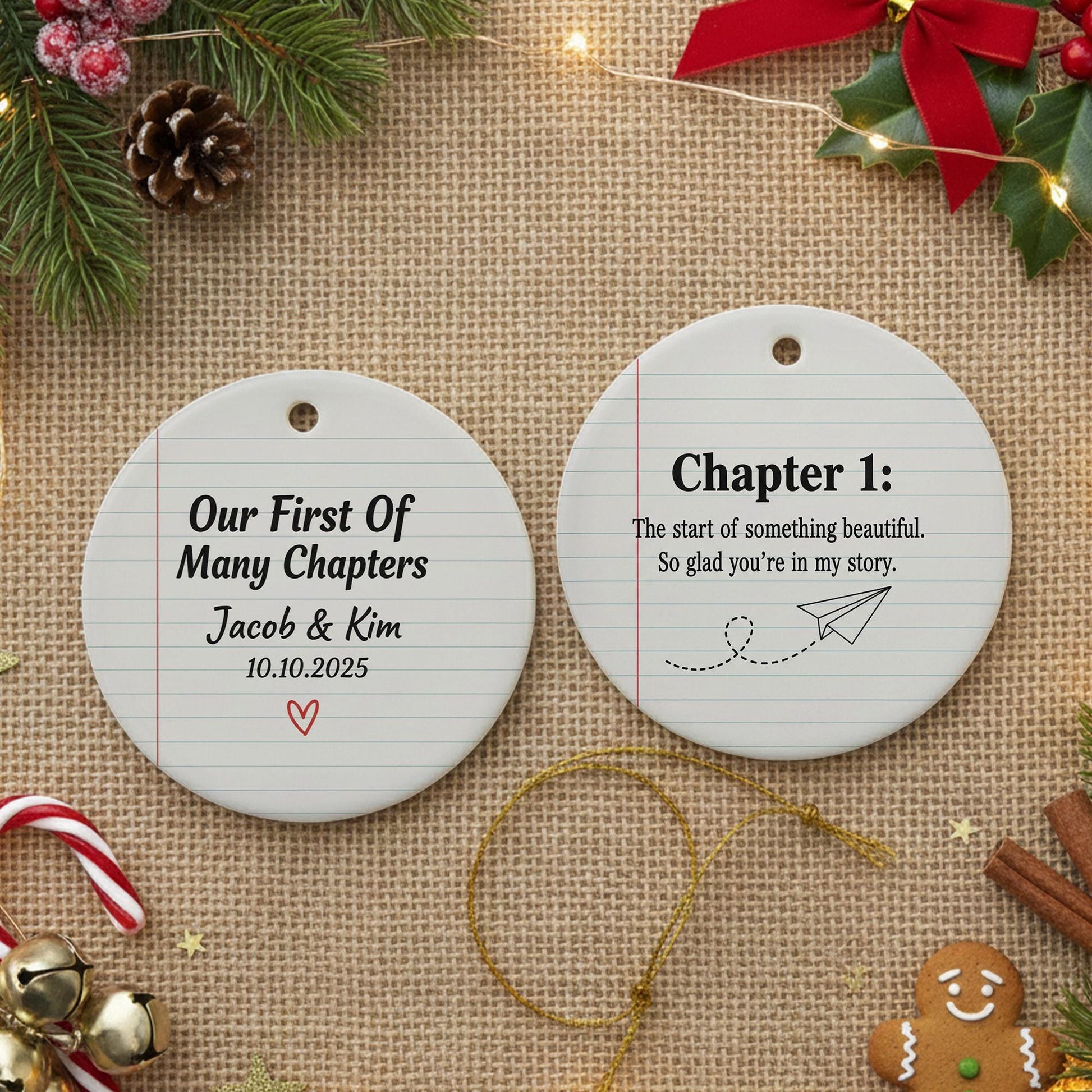 Personalized Ceramic Ornament First Chapter Wedding Anniversary Gift