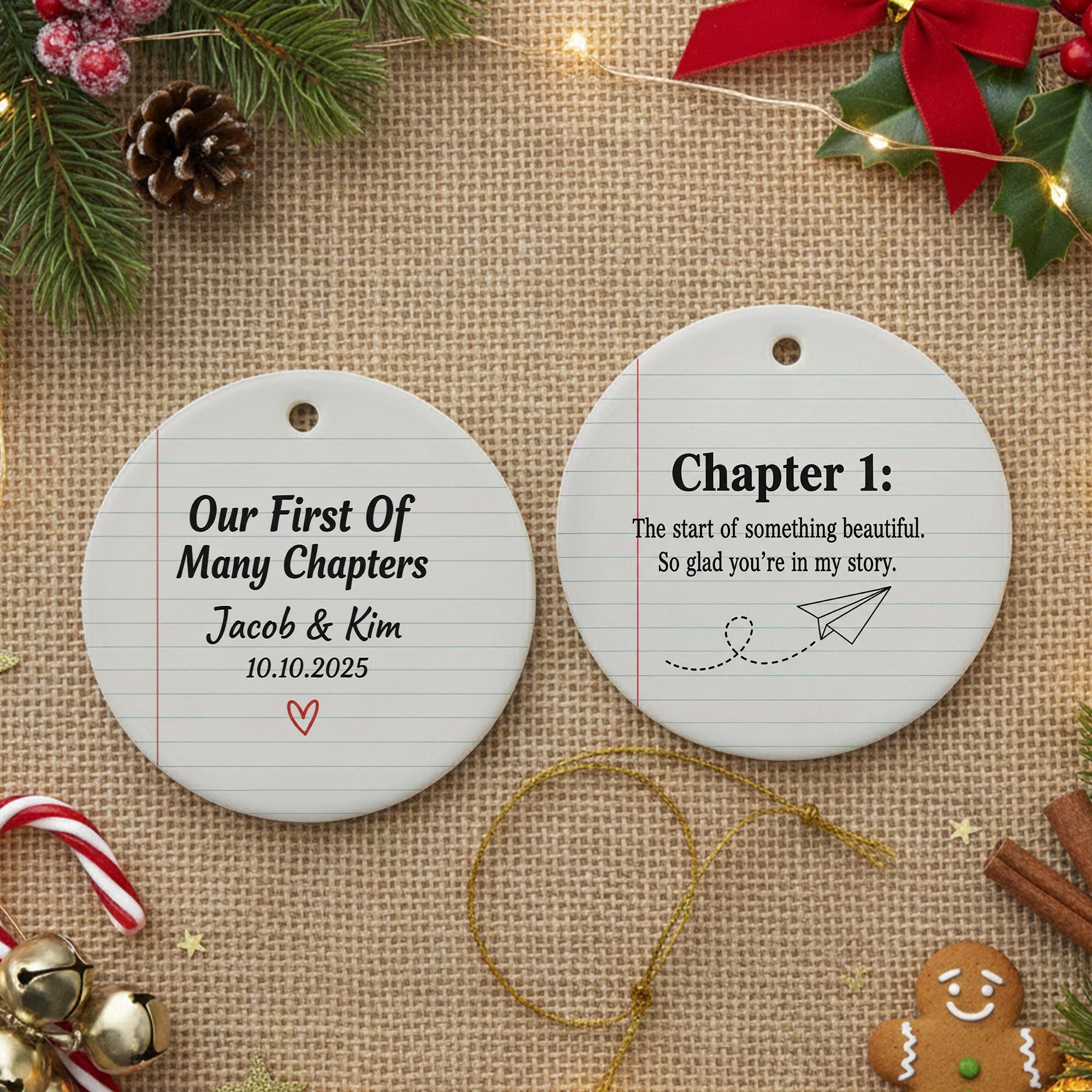 Personalized Ceramic Ornament First Chapter Wedding Anniversary Gift
