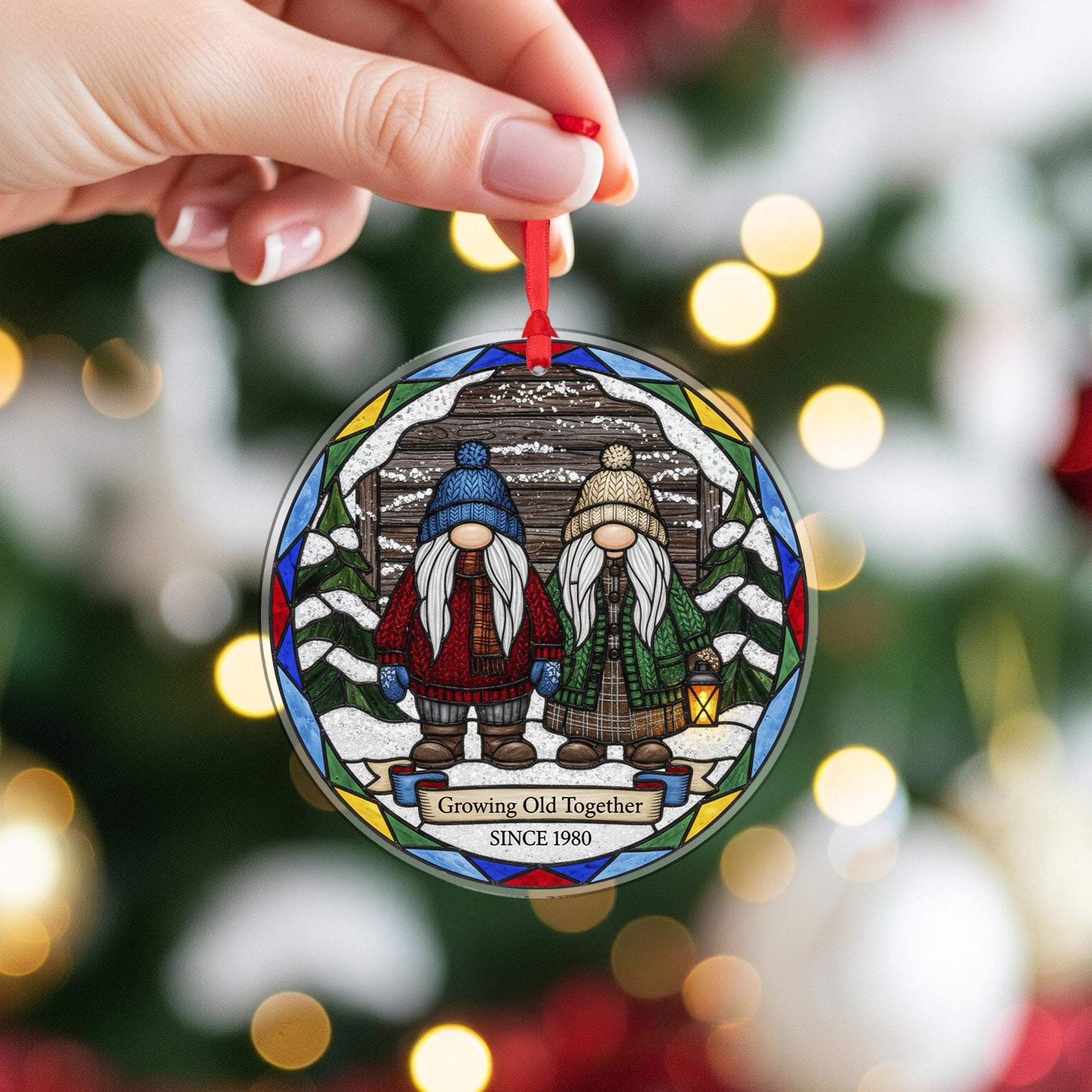 Growing Old Together Ornament – Personalized Gnome Couple Christmas Decoration