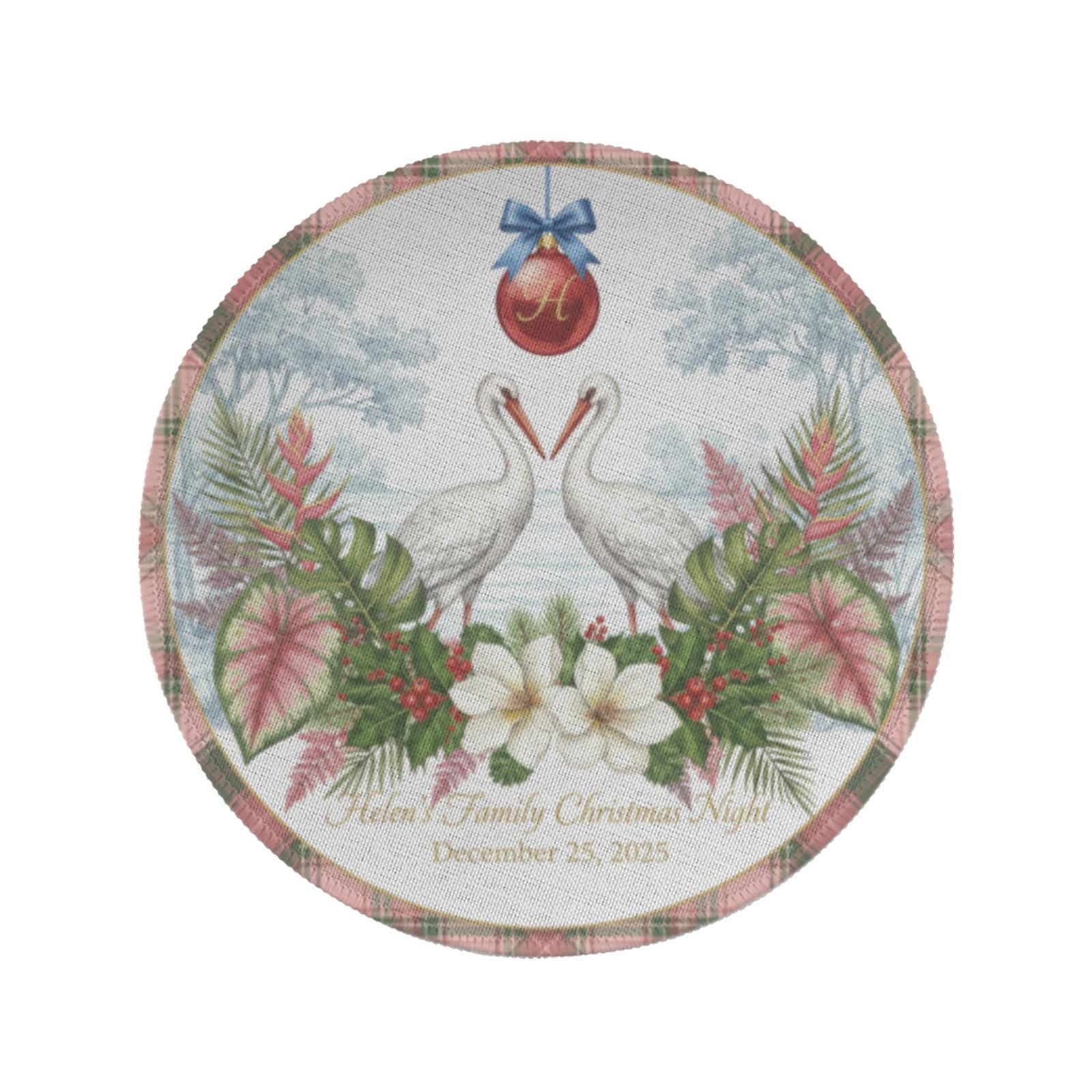 Personalized Christmas Placemat – Custom Family Name Tropical Bird Round Table Decor