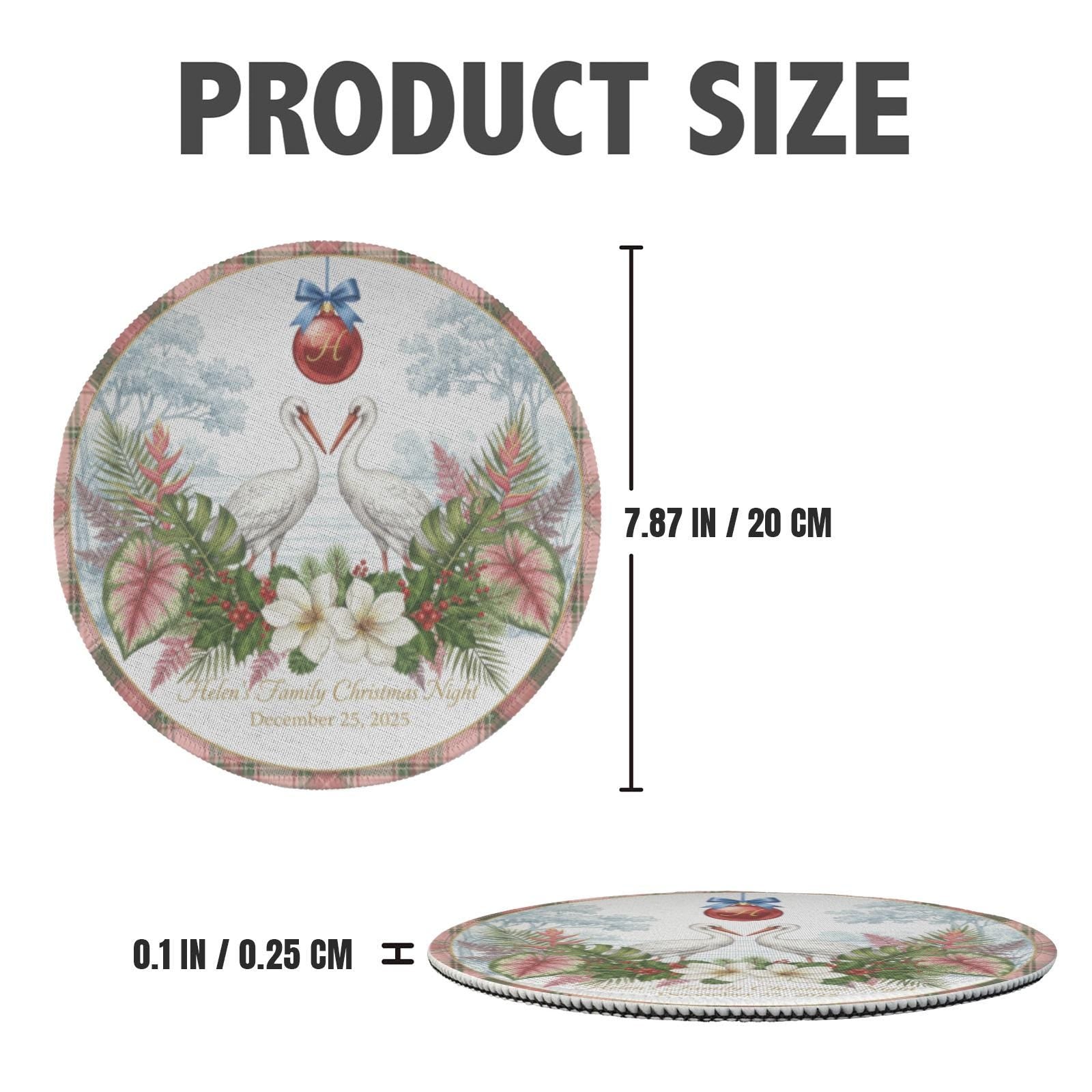 Personalized Christmas Placemat – Custom Family Name Tropical Bird Round Table Decor