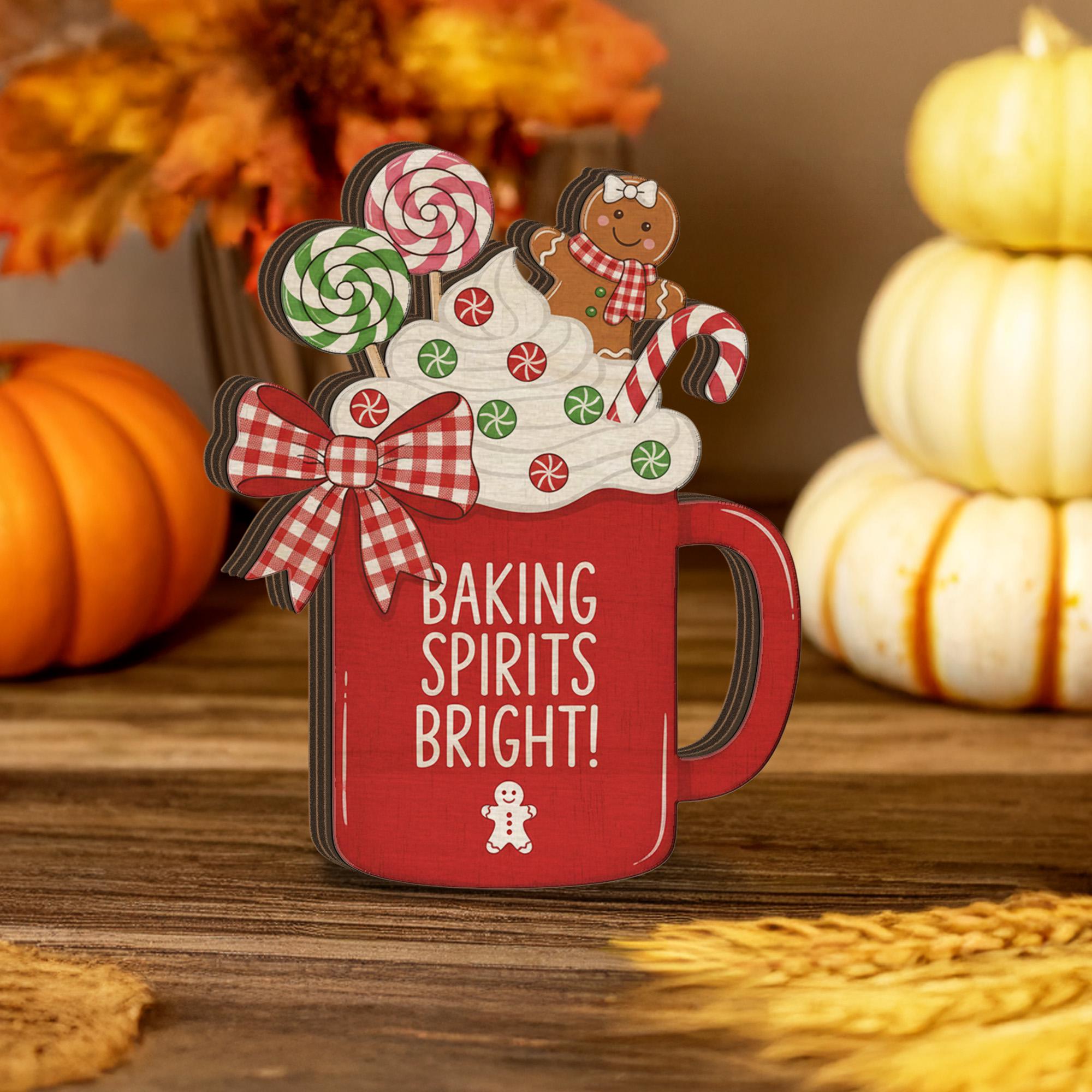 Baking Spirits Bright Wooden Block – Christmas Kitchen Gingerbread Holiday Decor