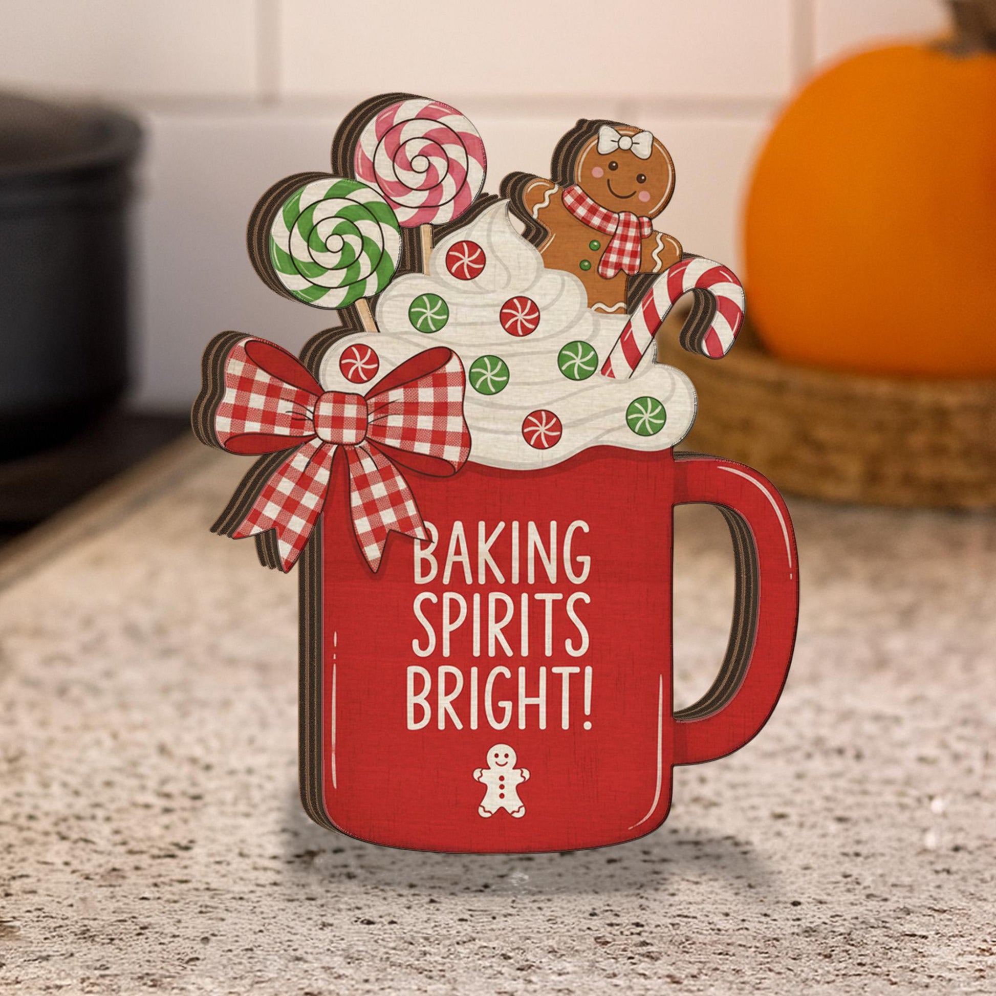 Baking Spirits Bright Wooden Block – Christmas Kitchen Gingerbread Holiday Decor