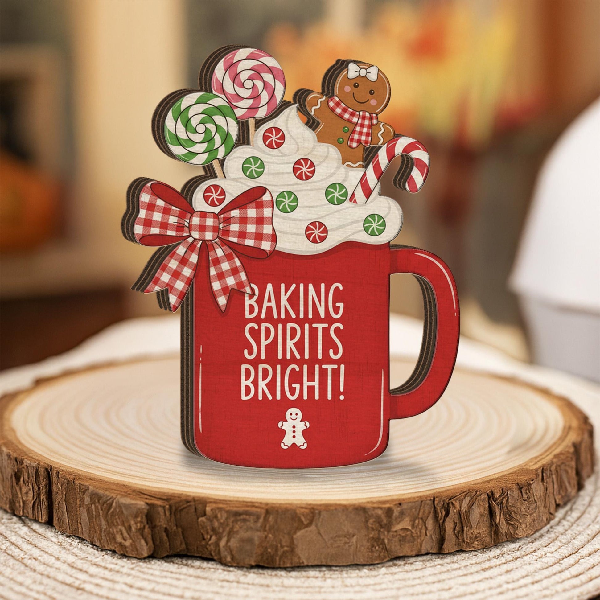 Baking Spirits Bright Wooden Block – Christmas Kitchen Gingerbread Holiday Decor