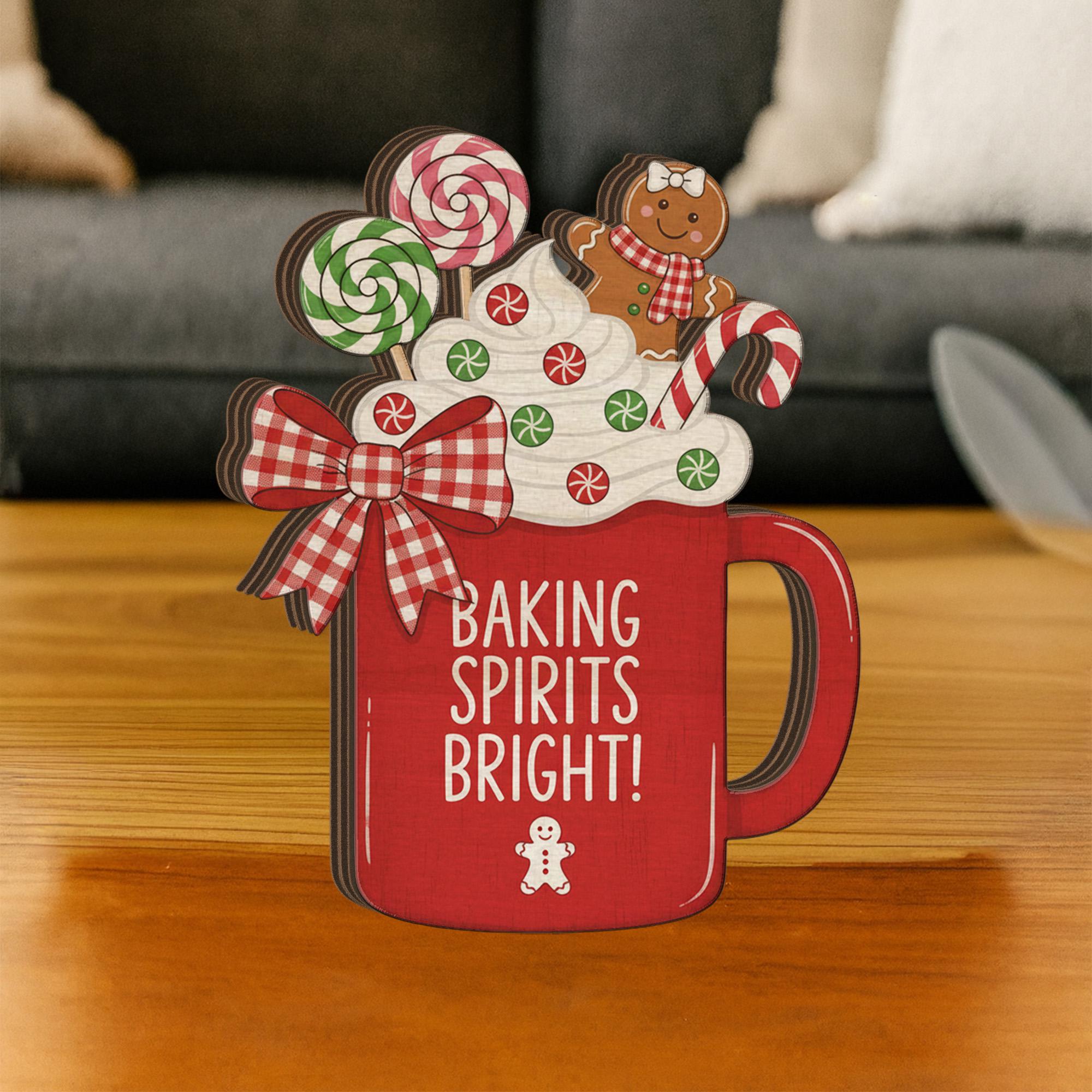 Baking Spirits Bright Wooden Block – Christmas Kitchen Gingerbread Holiday Decor