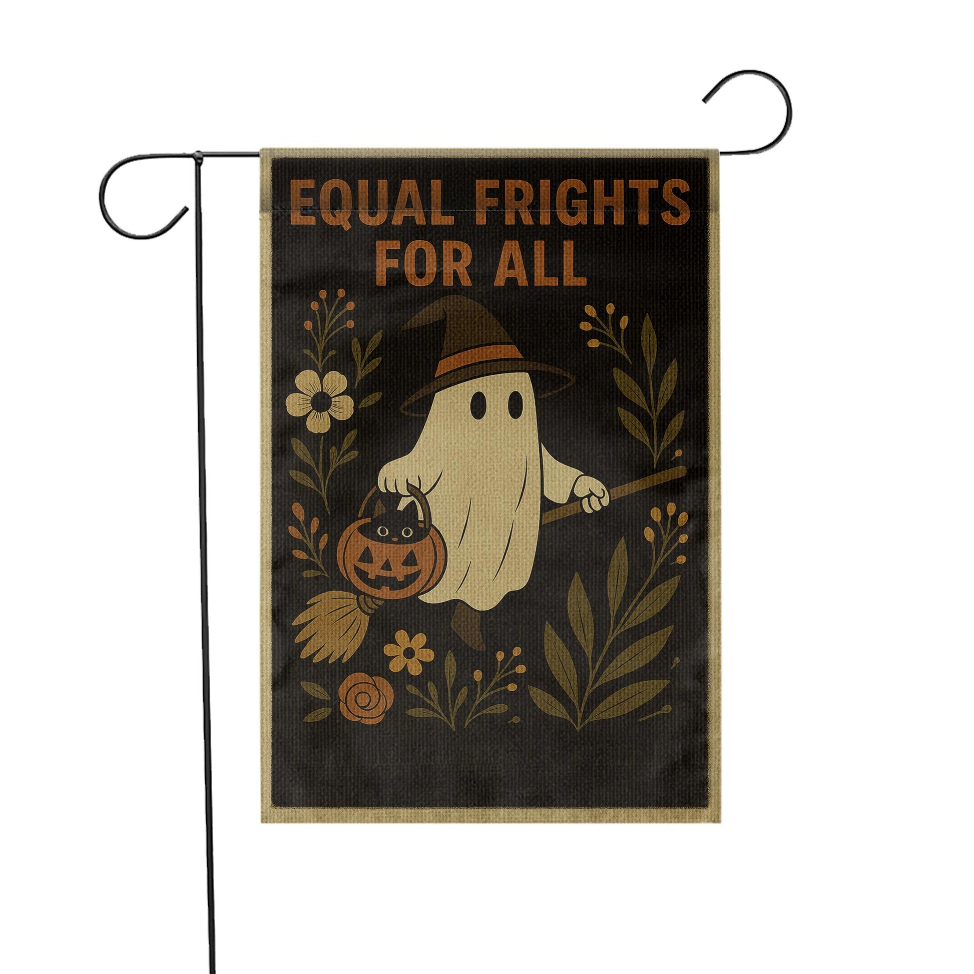 Equal Frights for All Garden Flag – Funny Ghost Halloween Outdoor Yard Decor
