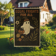 Equal Frights for All Garden Flag – Funny Ghost Halloween Outdoor Yard Decor
