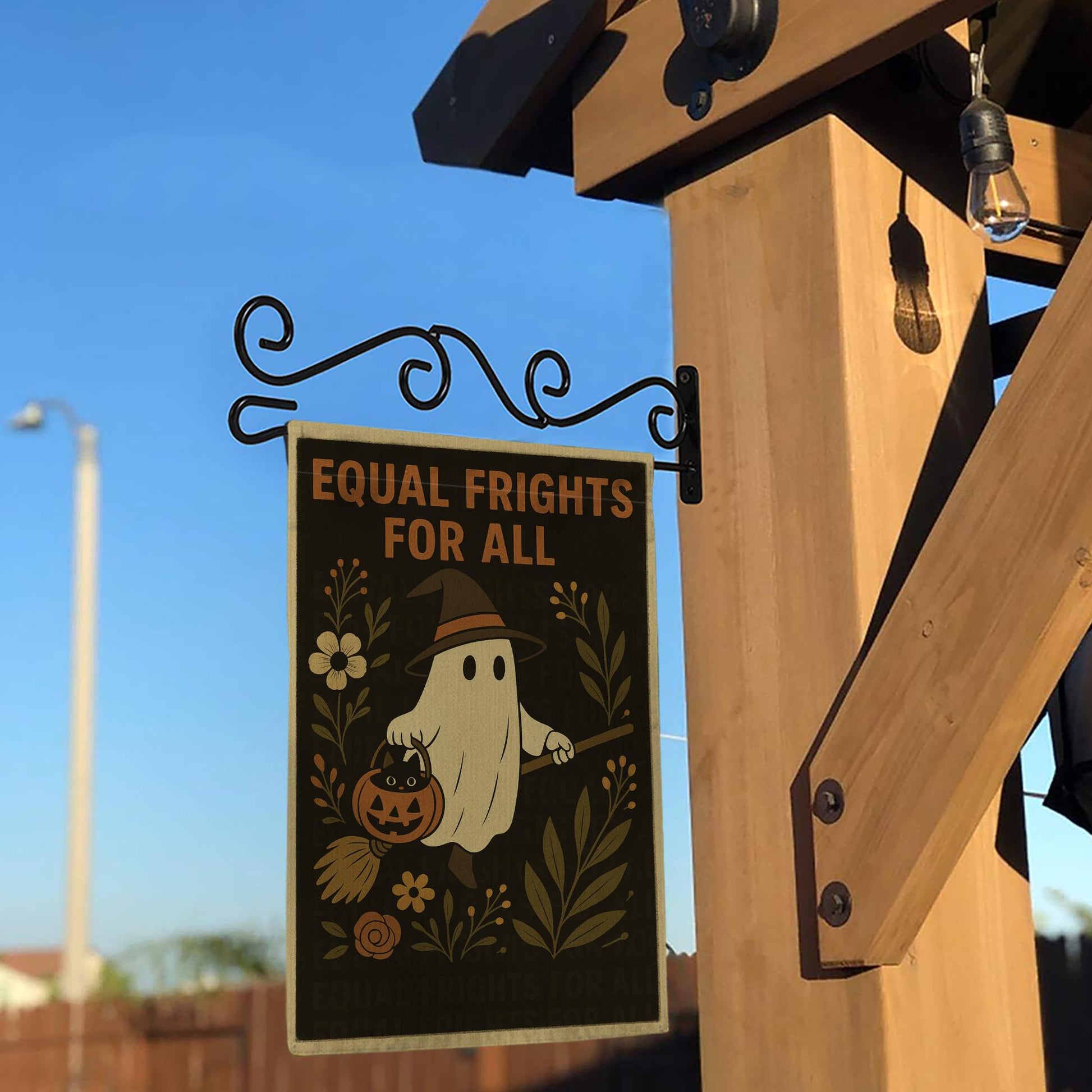 Equal Frights for All Garden Flag – Funny Ghost Halloween Outdoor Yard Decor