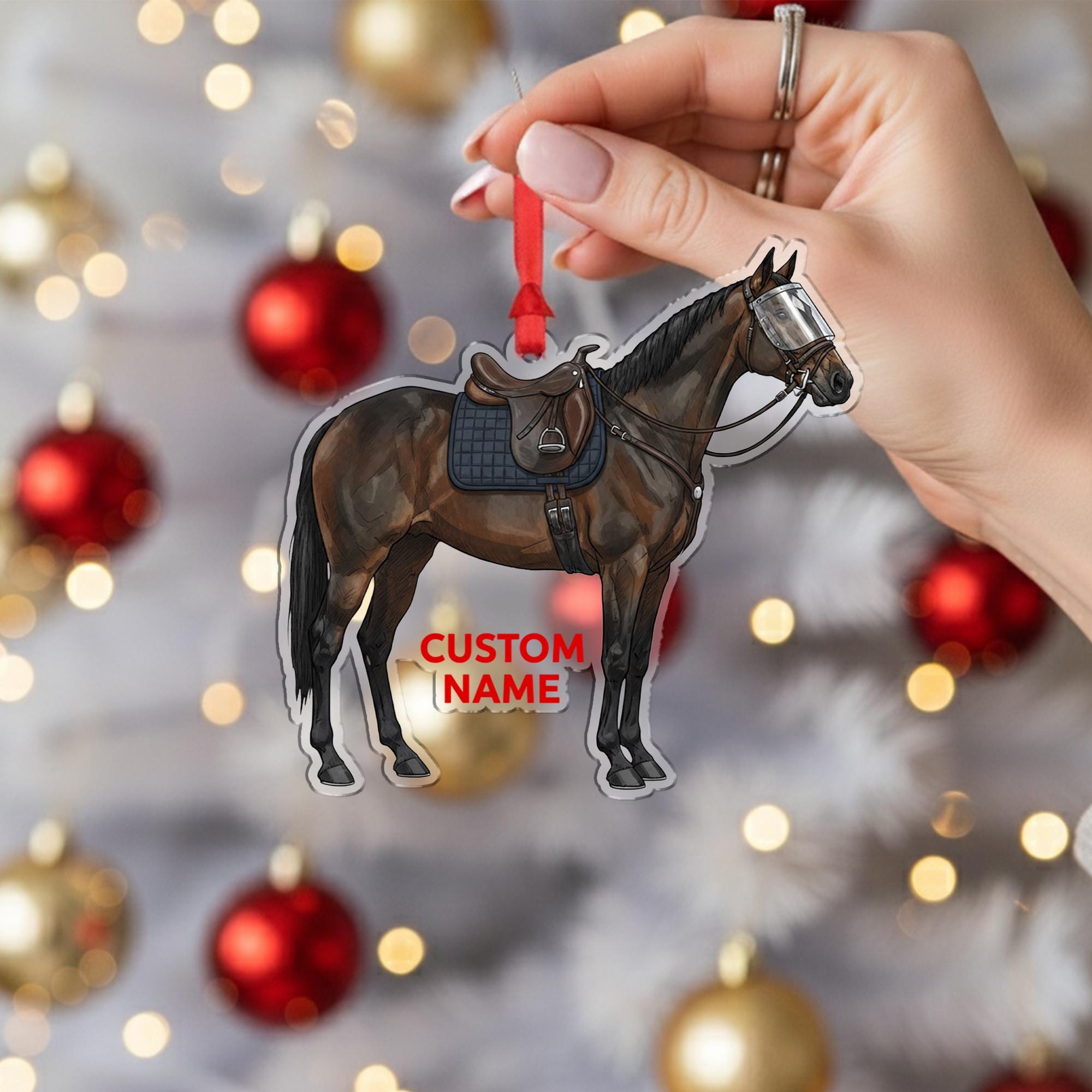 Personalized Police Horse Ornament – Custom Mounted Unit Design with Saddle and Bridle