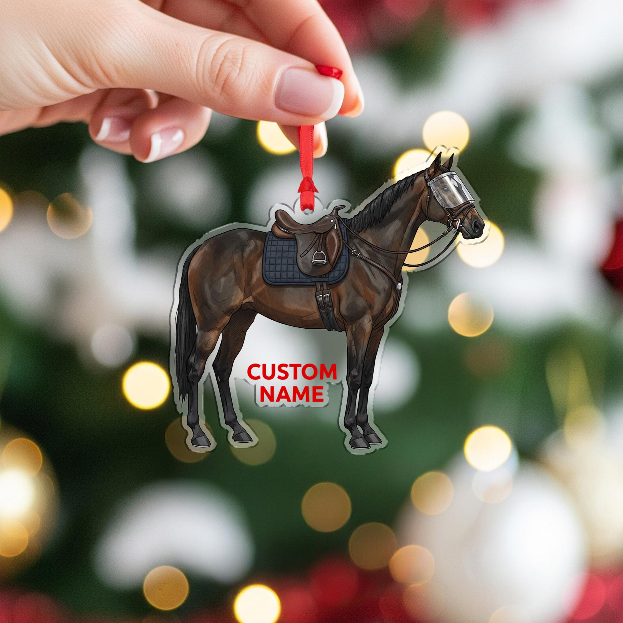 Personalized Police Horse Ornament – Custom Mounted Unit Design with Saddle and Bridle