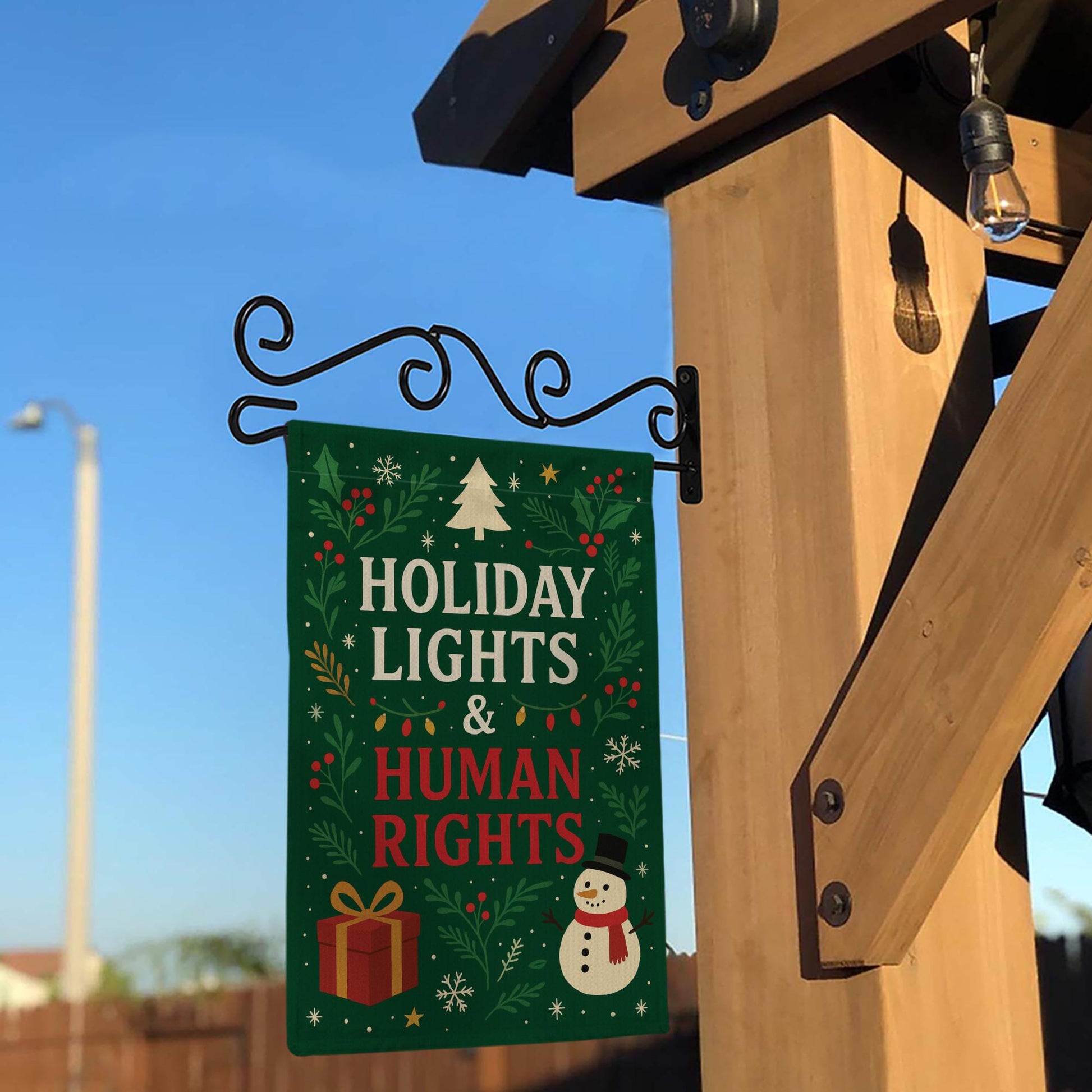 Holiday Lights & Human Rights Garden Flag: Statement Flag Gift