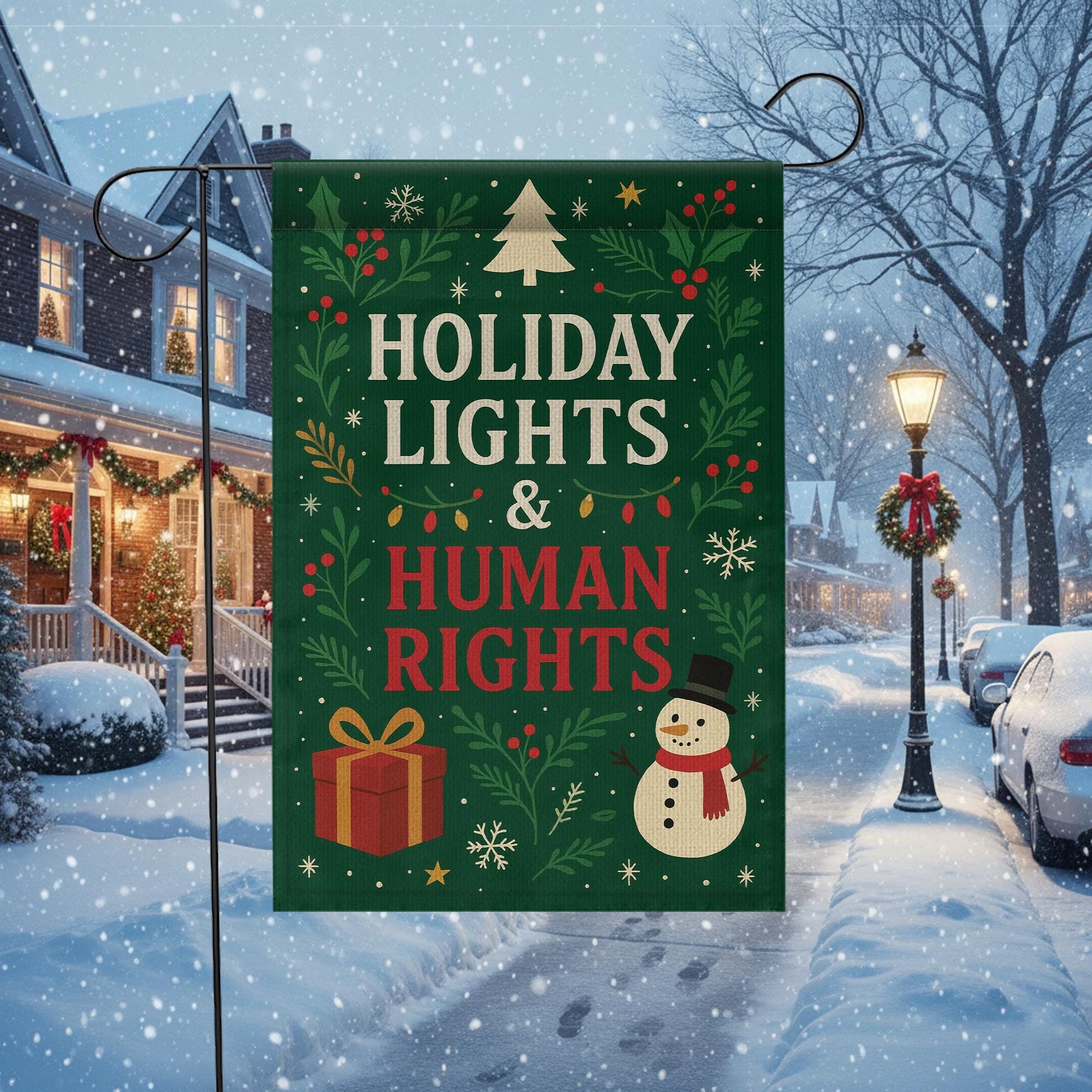 Holiday Lights & Human Rights Garden Flag: Statement Flag Gift