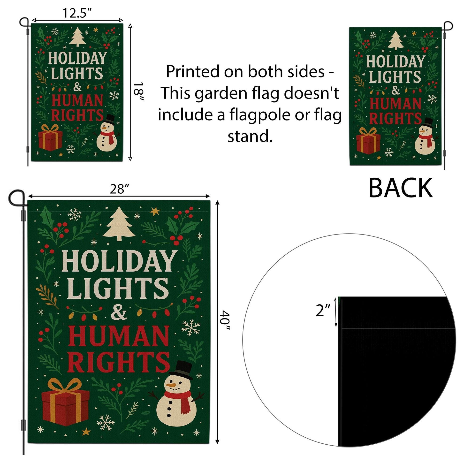 Holiday Lights & Human Rights Garden Flag: Statement Flag Gift