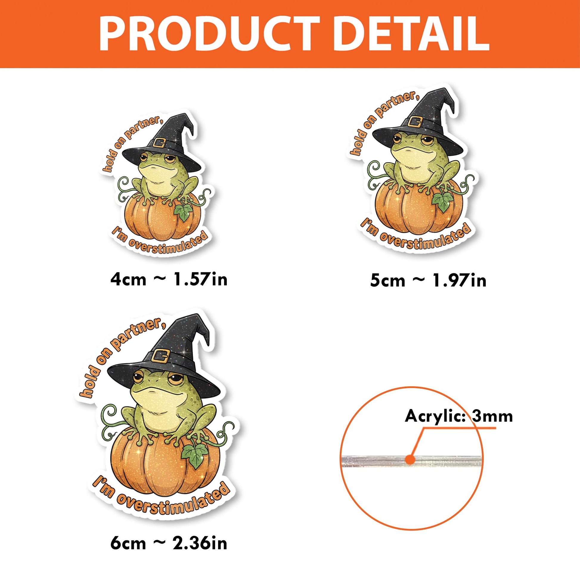 Halloween Frog Badge Reel: Witch Hat Pumpkin ID Holder Funny Overstimulated Quote