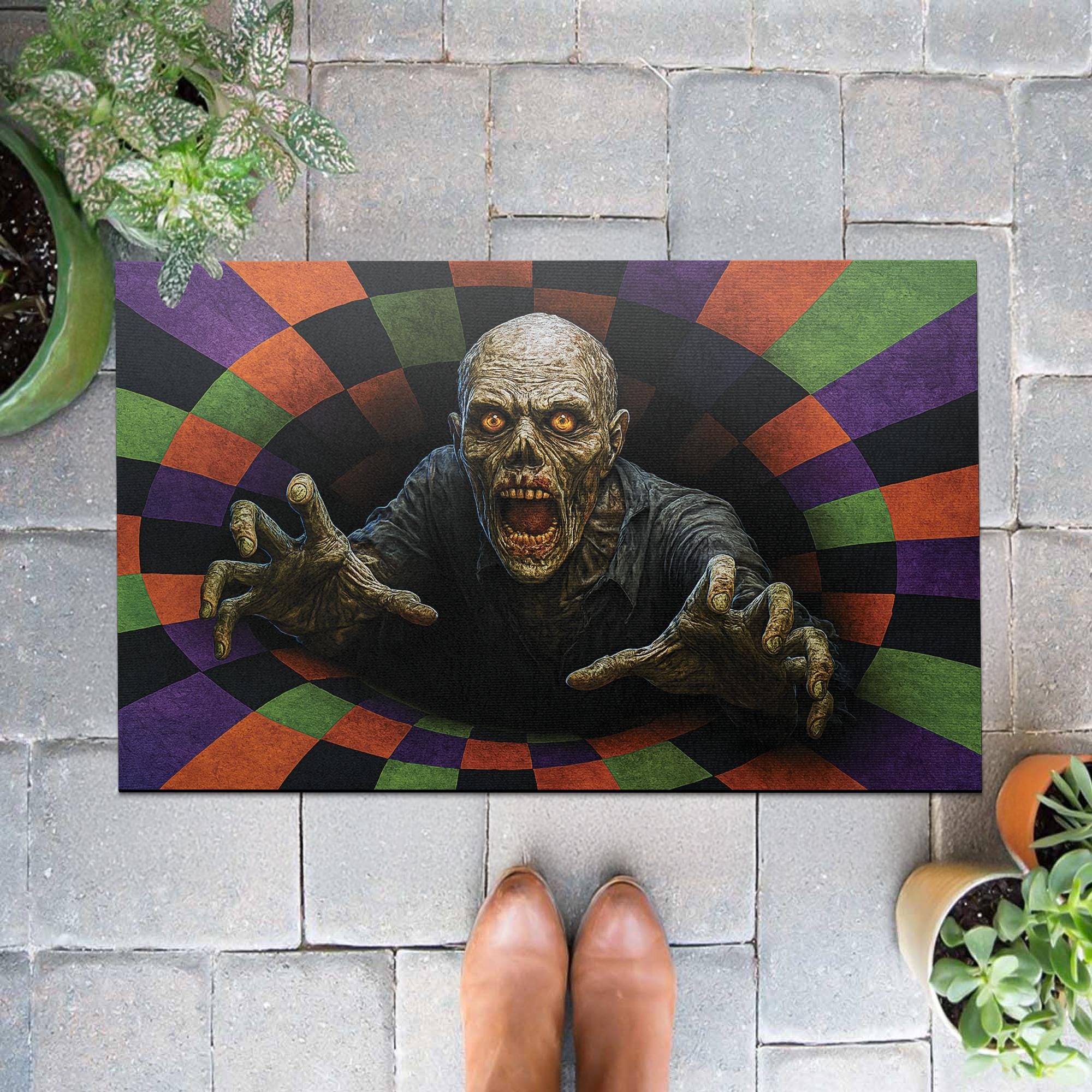 Spooky Zombie Doormat – Creepy Halloween Front Door Mat Outdoor Decor