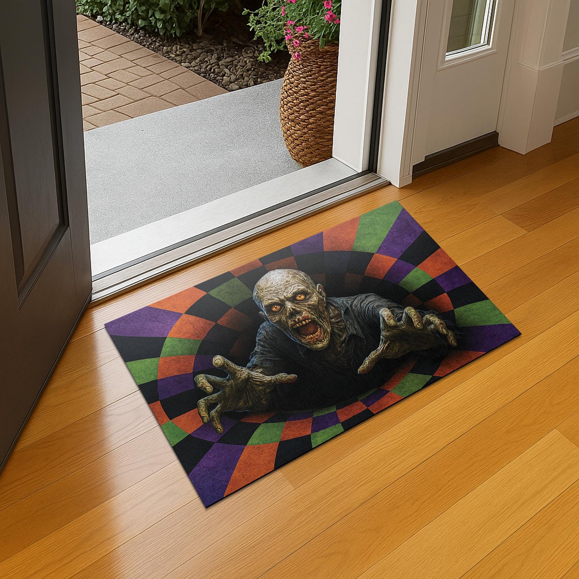 Spooky Zombie Doormat – Creepy Halloween Front Door Mat Outdoor Decor