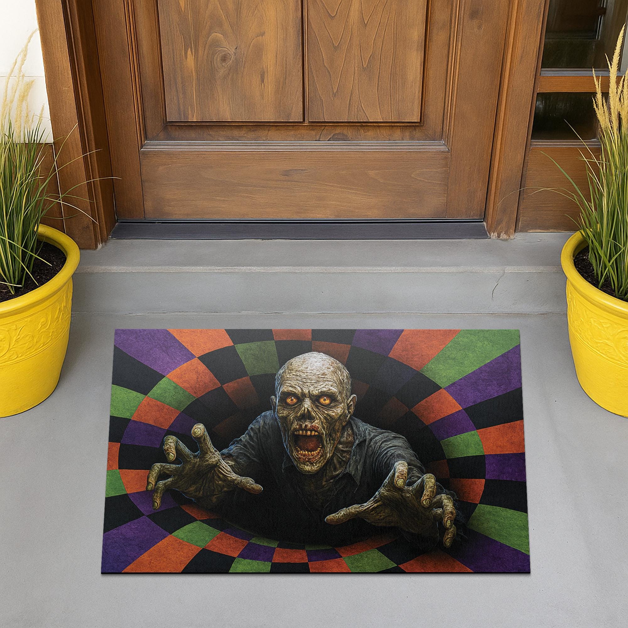 Spooky Zombie Doormat – Creepy Halloween Front Door Mat Outdoor Decor