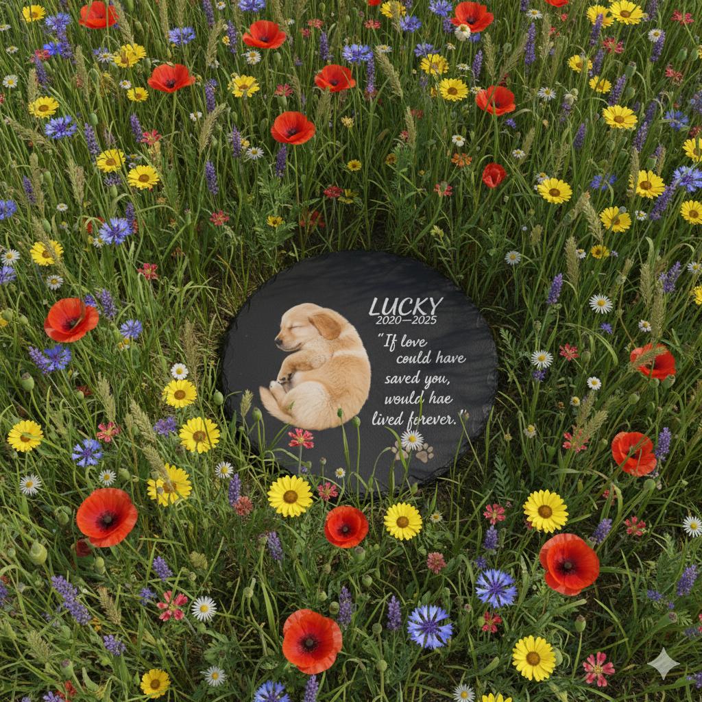 Personalized Pet Memorial Garden Stone — Dog Grave Marker with Custom Name