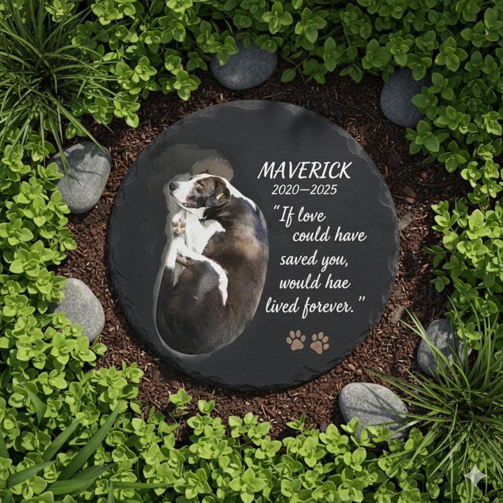 Personalized Pet Memorial Garden Stone — Dog Grave Marker with Custom Name