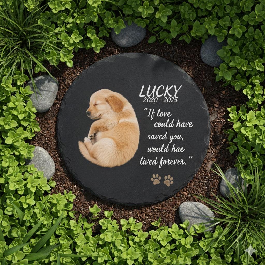 Personalized Pet Memorial Garden Stone — Dog Grave Marker with Custom Name