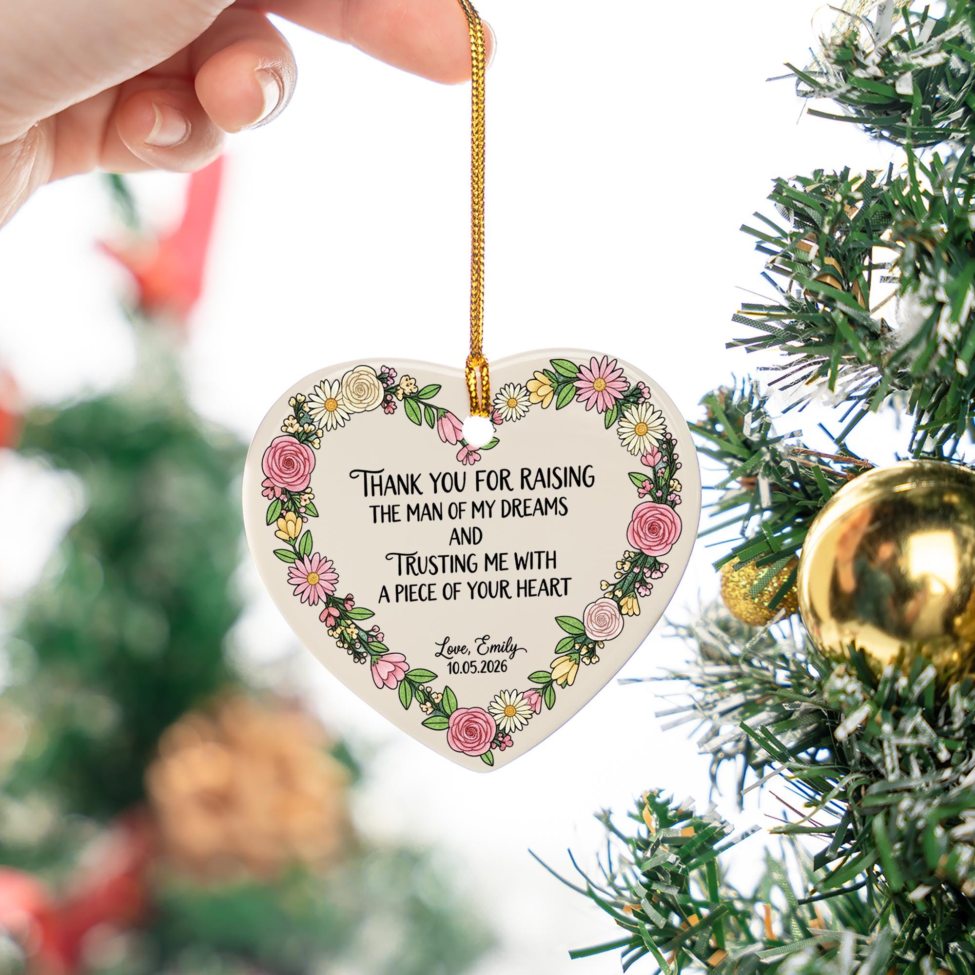 Mother of Groom Gift – Custom Heart Ornament Wedding Day Thank You Keepsake