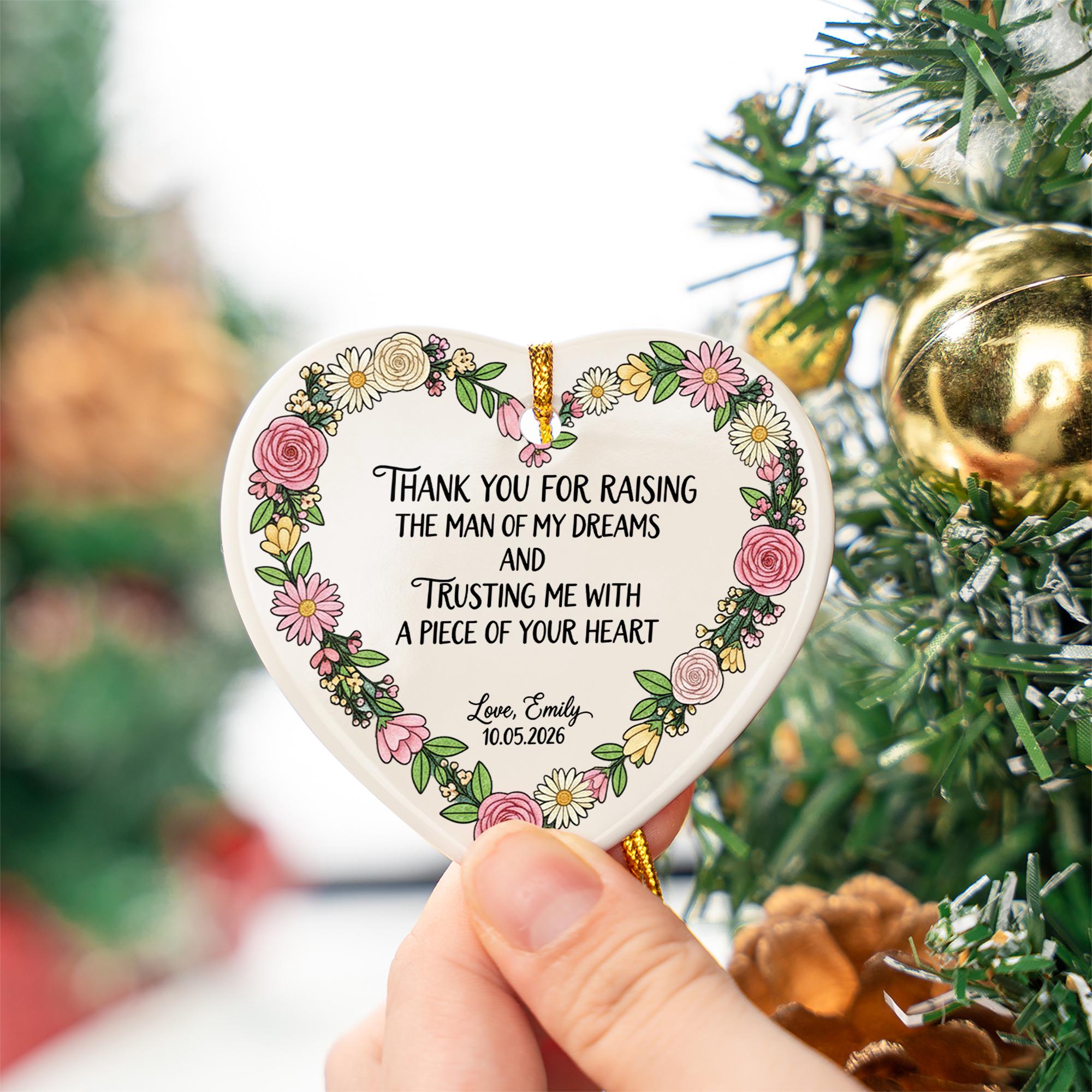 Mother of Groom Gift – Custom Heart Ornament Wedding Day Thank You Keepsake