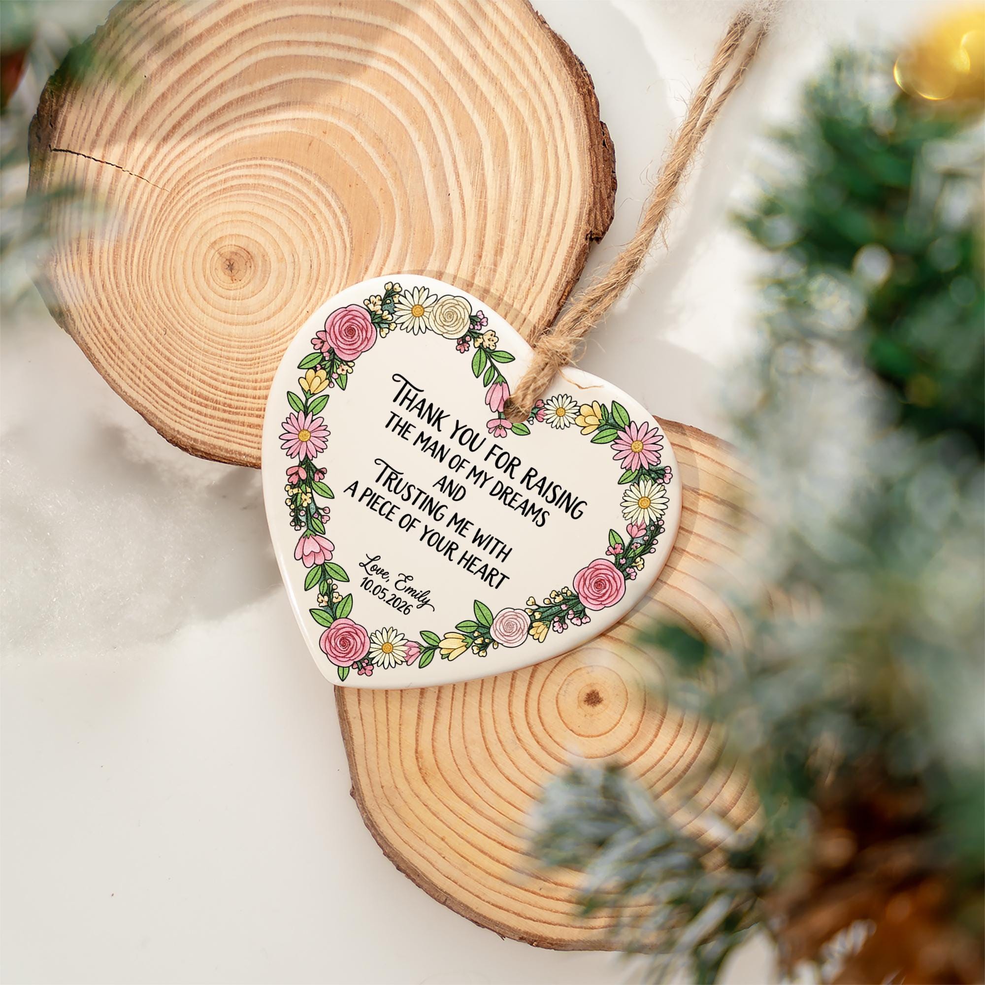 Mother of Groom Gift – Custom Heart Ornament Wedding Day Thank You Keepsake